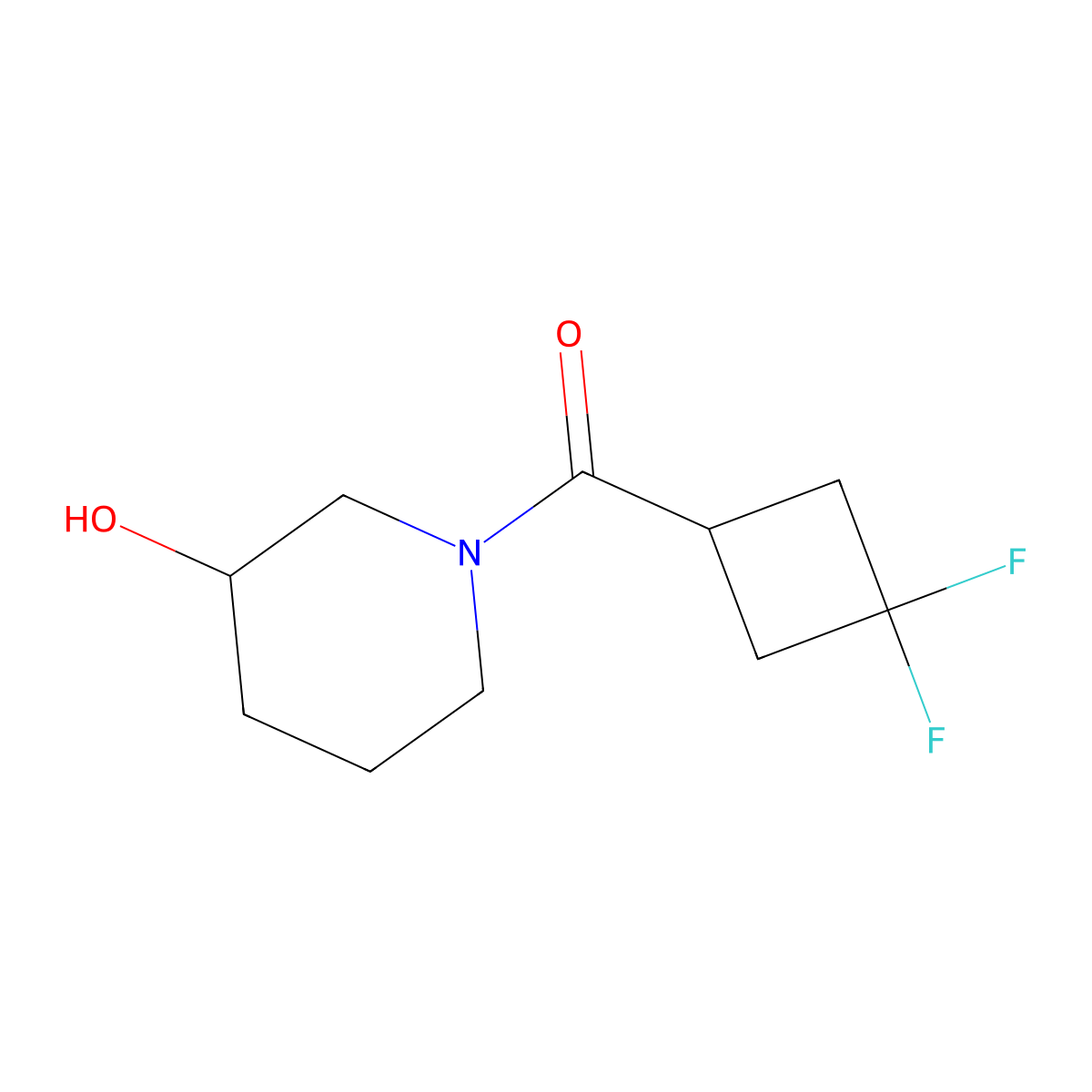 (3,3-Difluorocyclobutyl)-(3-hydroxypiperidin-1-yl)methanone molecular structure, CAS 1857258-56-0