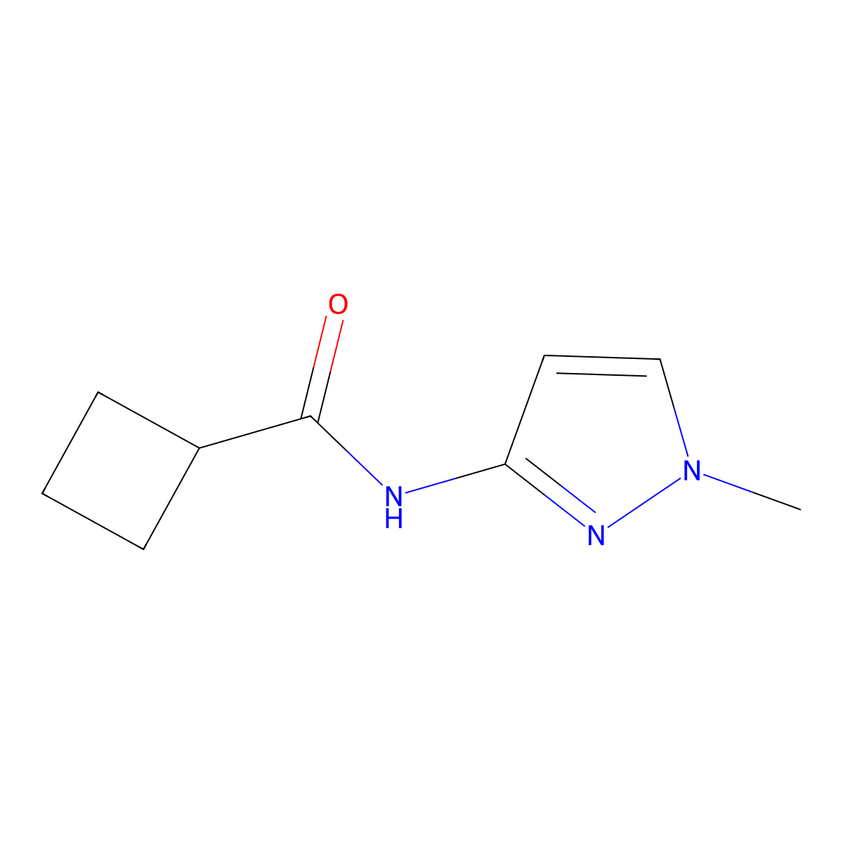 N-(1-methyl-1H-pyrazol-3-yl)cyclobutanecarboxamide molecular structure, CAS 1857265-24-7