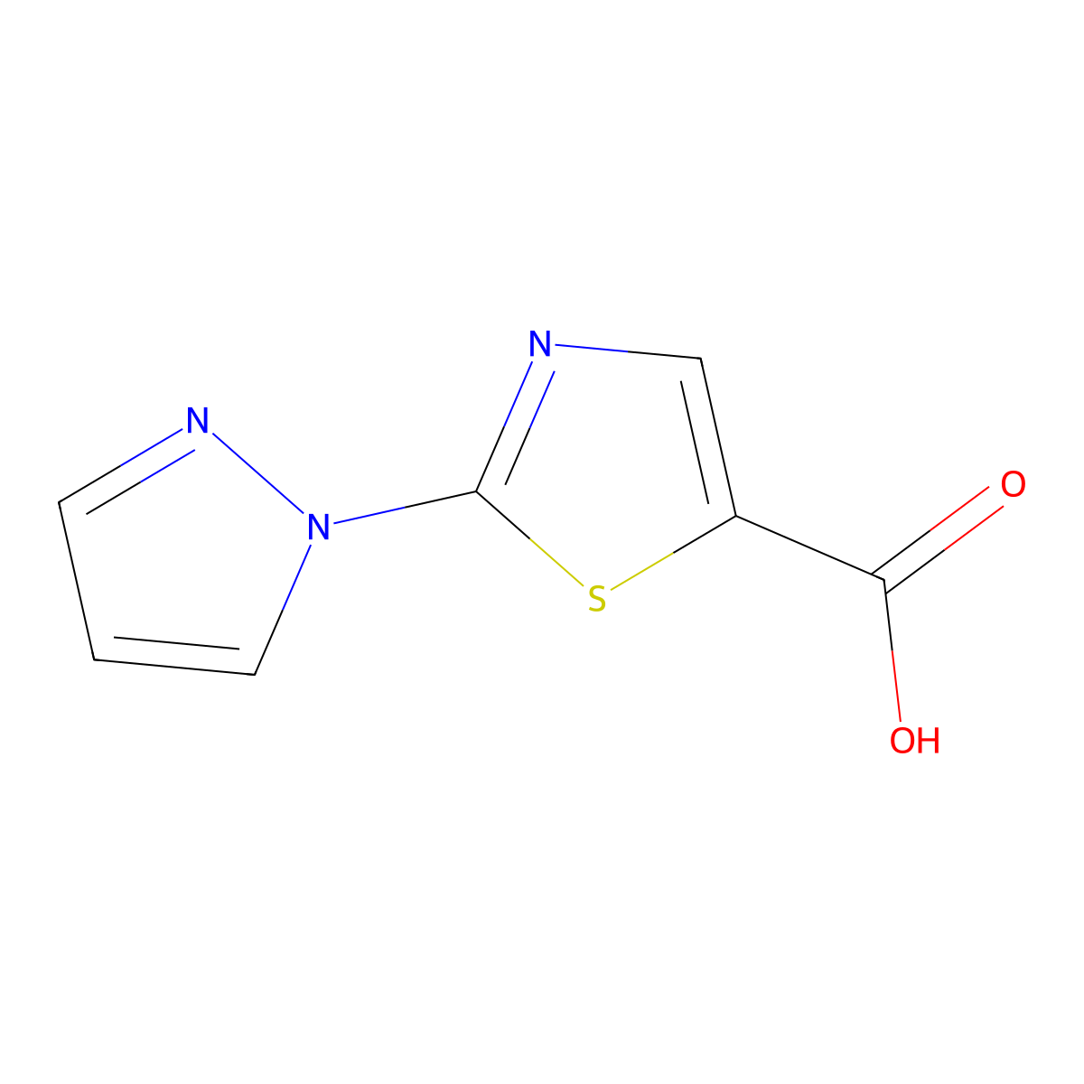 2-(1H-pyrazol-1-yl)-1,3-thiazole-5-carboxylic acid molecular structure, CAS 1857269-85-2