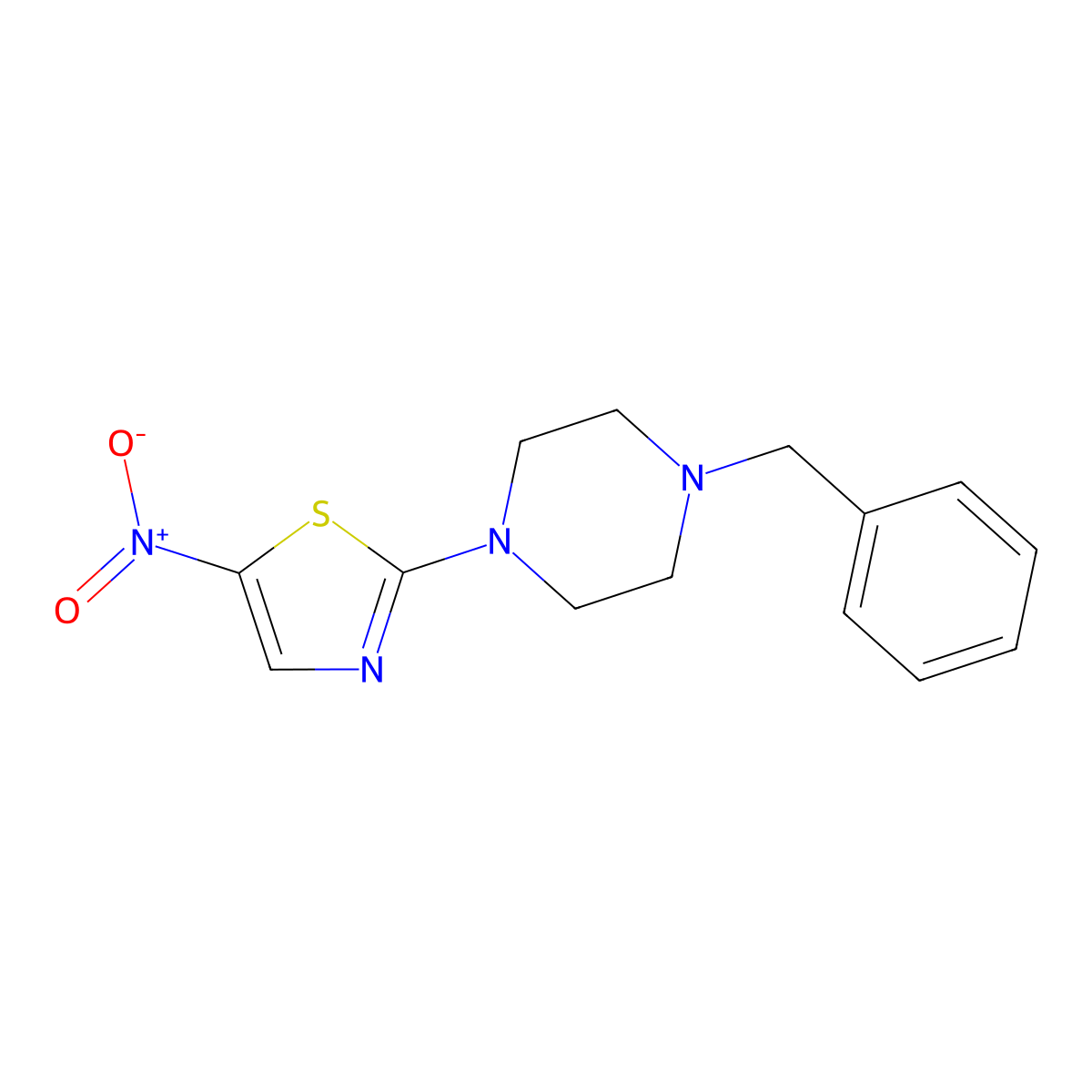 1-Benzyl-4-(5-nitro-1,3-thiazol-2-yl)piperazine molecular structure, CAS 1857272-32-2