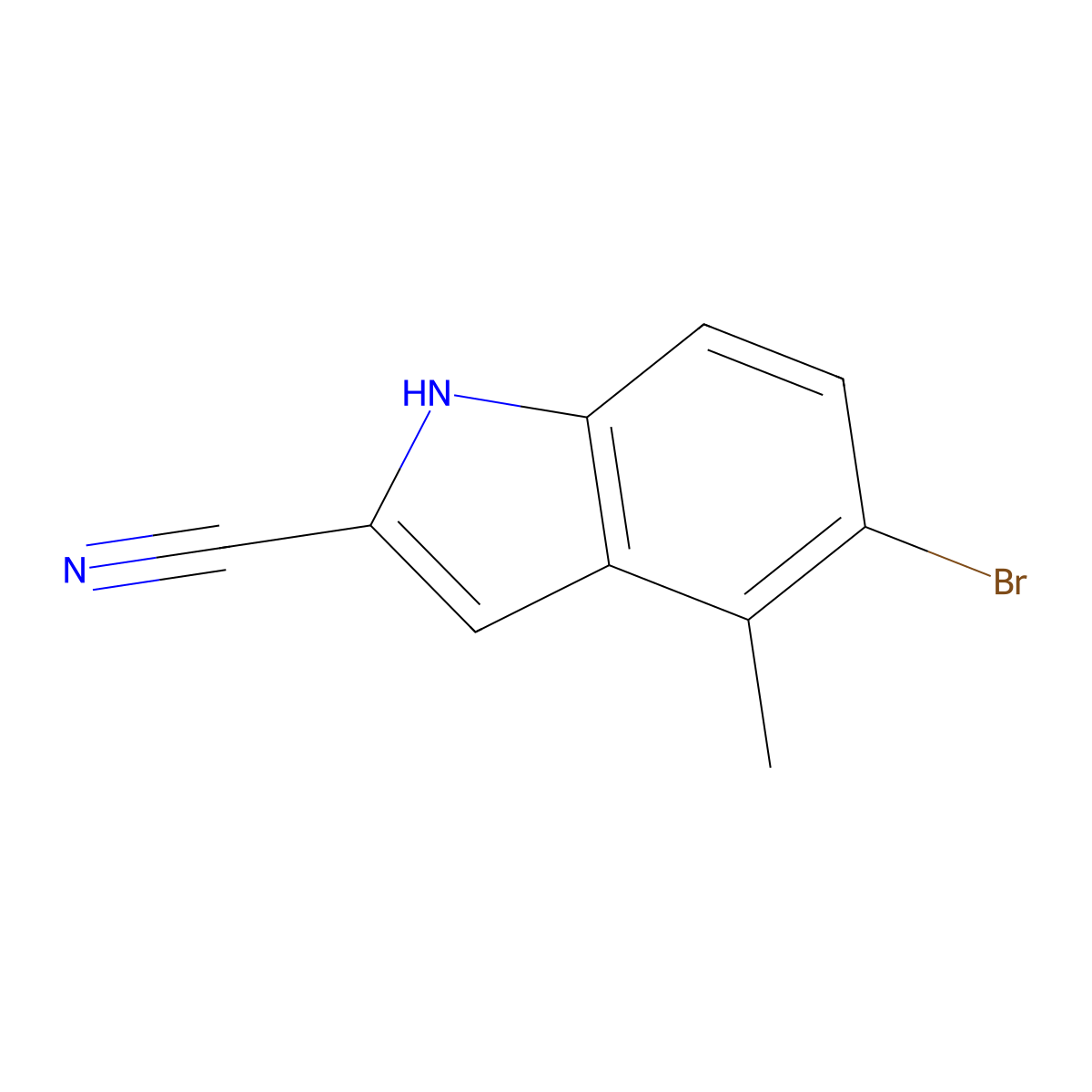 5-Bromo-4-methyl-1H-indole-2-carbonitrile molecular structure, CAS 1857296-19-5