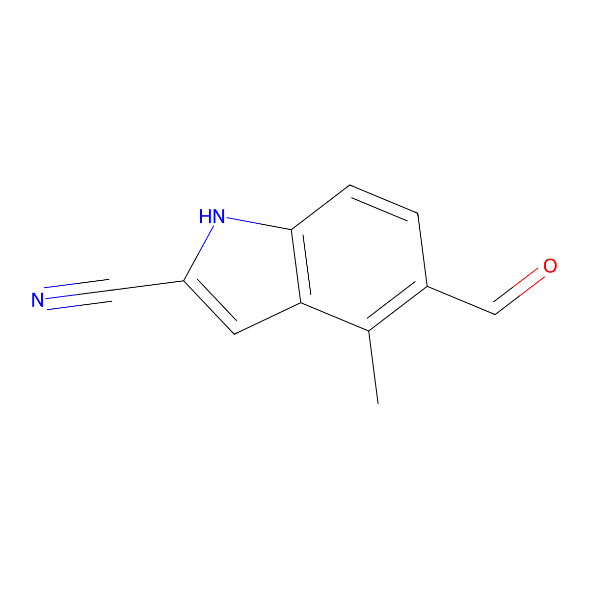 5-formyl-4-methyl-1H-indole-2-carbonitrile molecular structure, CAS 1857296-22-0