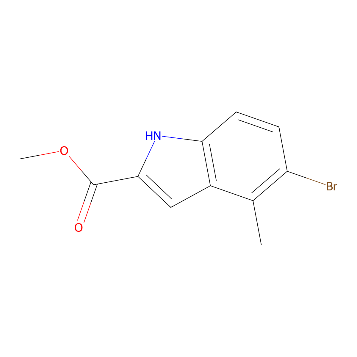 methyl 5-bromo-4-methyl-1H-indole-2-carboxylate molecular structure, CAS 1857296-39-9