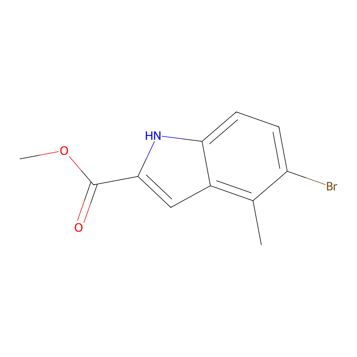 methyl 5-bromo-4-methyl-1H-indole-2-carboxylate molecular structure, CAS 1857296-39-9