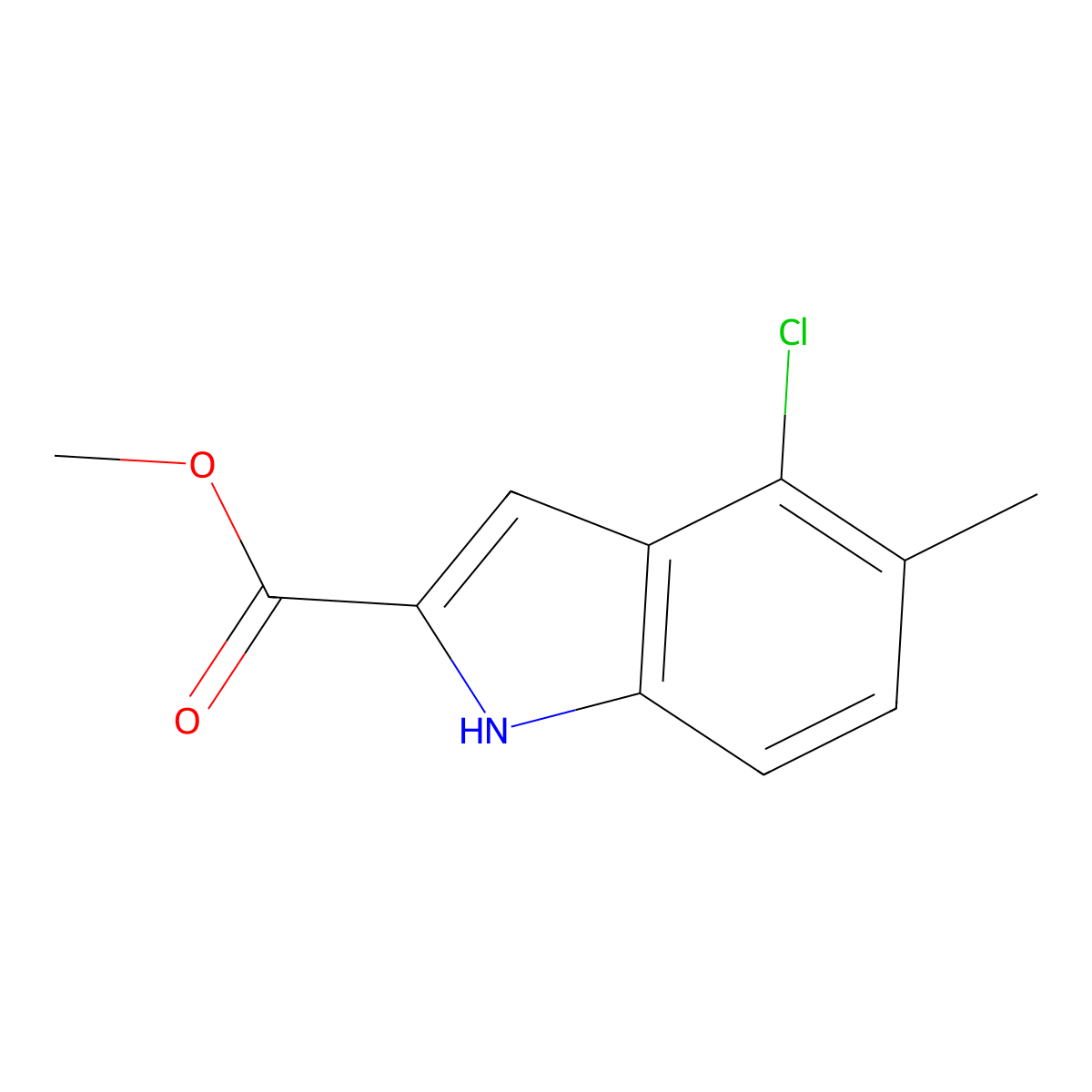 methyl 4-chloro-5-methyl-1H-indole-2-carboxylate molecular structure, CAS 1857296-40-2