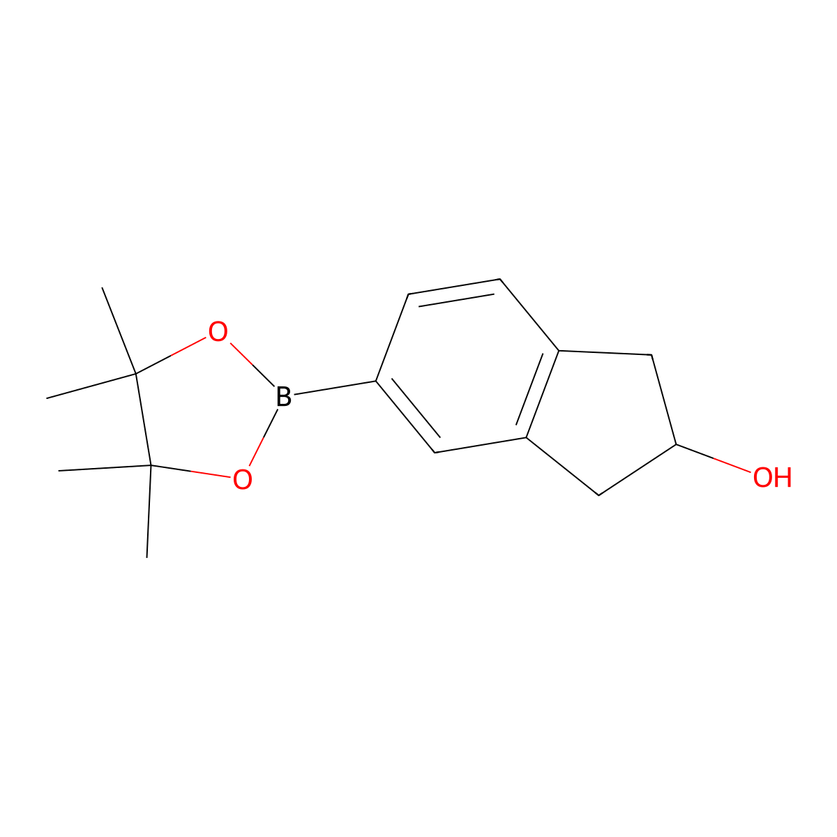 5-(4,4,5,5-tetramethyl-1,3,2-dioxaborolan-2-yl)-2,3-dihydro-1H-inden-2-ol molecular structure, CAS 1857348-77-6