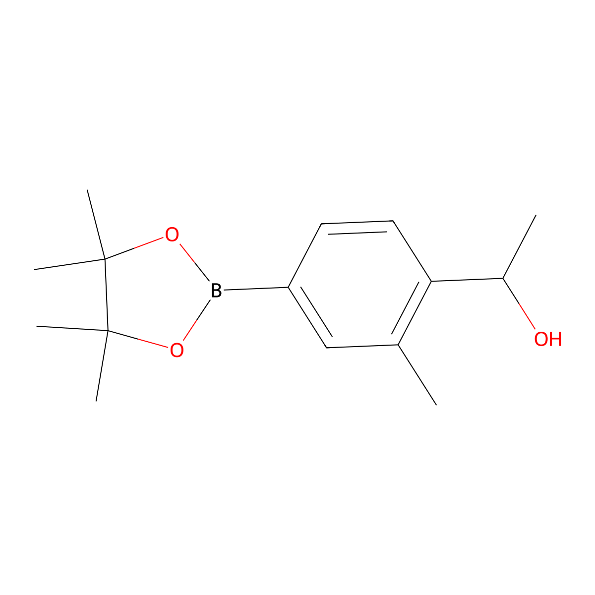 |A,2-Dimethyl-4-(4,4,5,5-tetramethyl-1,3,2-dioxaborolan-2-yl)benzenemethanol molecular structure, CAS 1857348-81-2