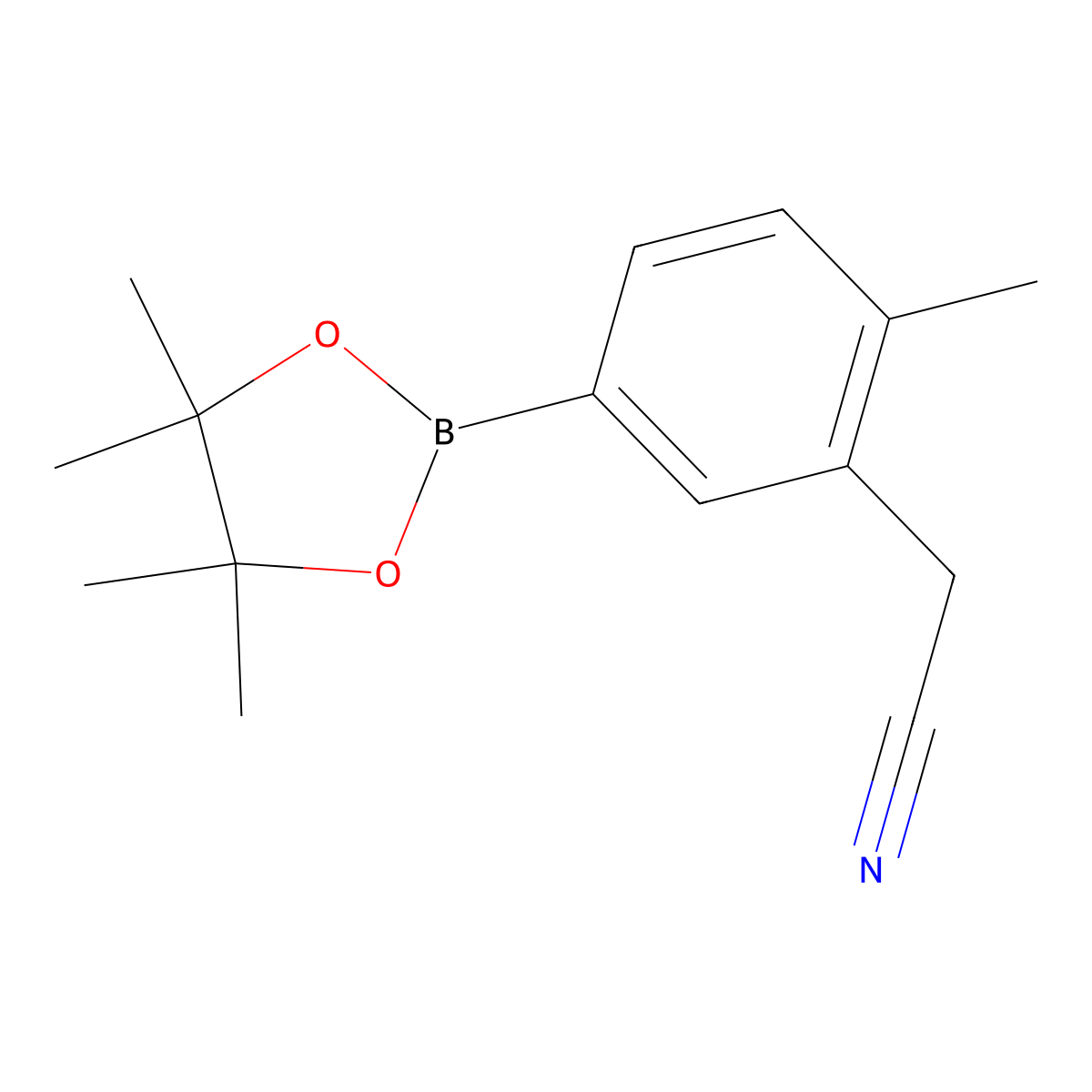 2-(2-Methyl-5-(4,4,5,5-tetramethyl-1,3,2-dioxaborolan-2-YL)phenyl)acetonitrile molecular structure, CAS 1857348-85-6