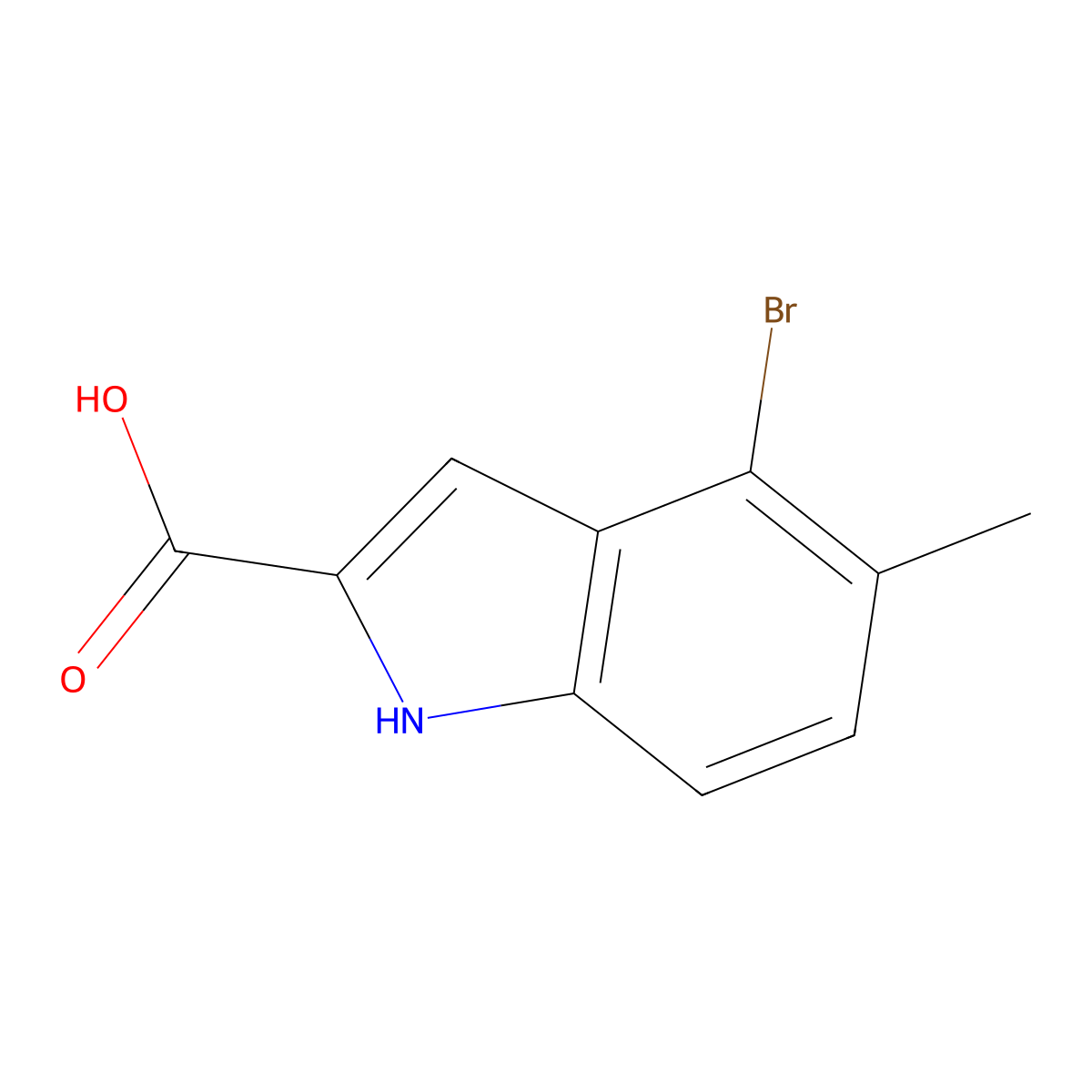 4-bromo-5-methyl-1H-indole-2-carboxylic acid molecular structure, CAS 1857357-32-4