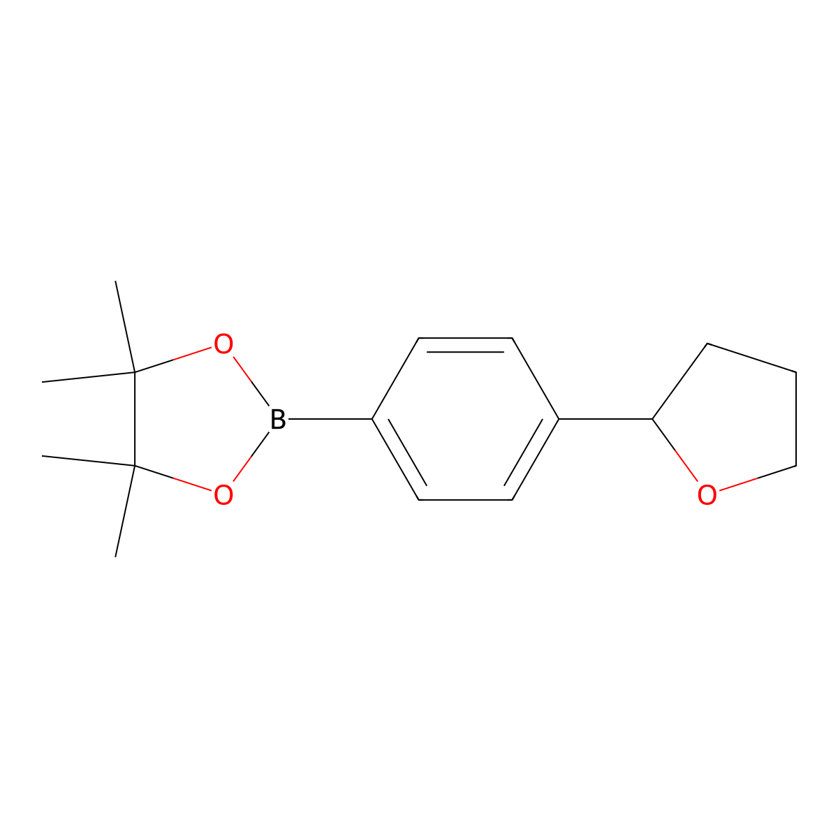 4-(Oxolan-2-yl)phenylboronic acid pinacol ester molecular structure, CAS 1857371-54-0