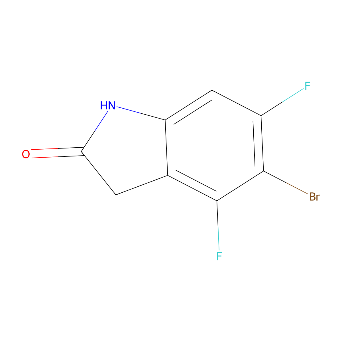 5-Bromo-4,6-difluoro-2,3-dihydro-1H-indol-2-one molecular structure, CAS 1857381-07-7