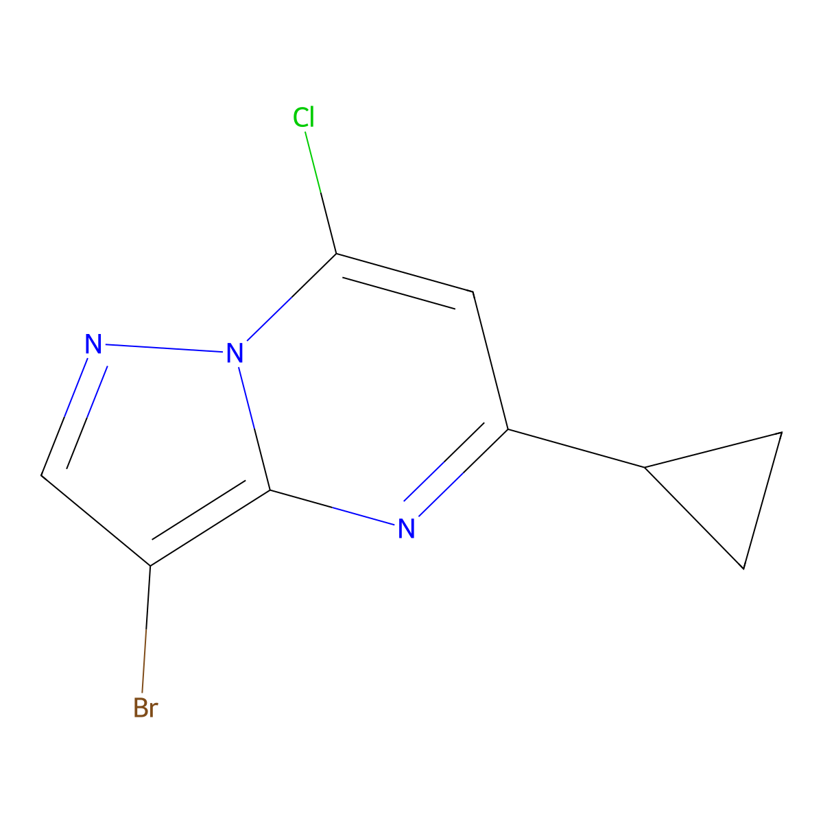 3-Bromo-7-chloro-5-cyclopropylpyrazolo[1,5-a]pyrimidine molecular structure, CAS 1857455-88-9