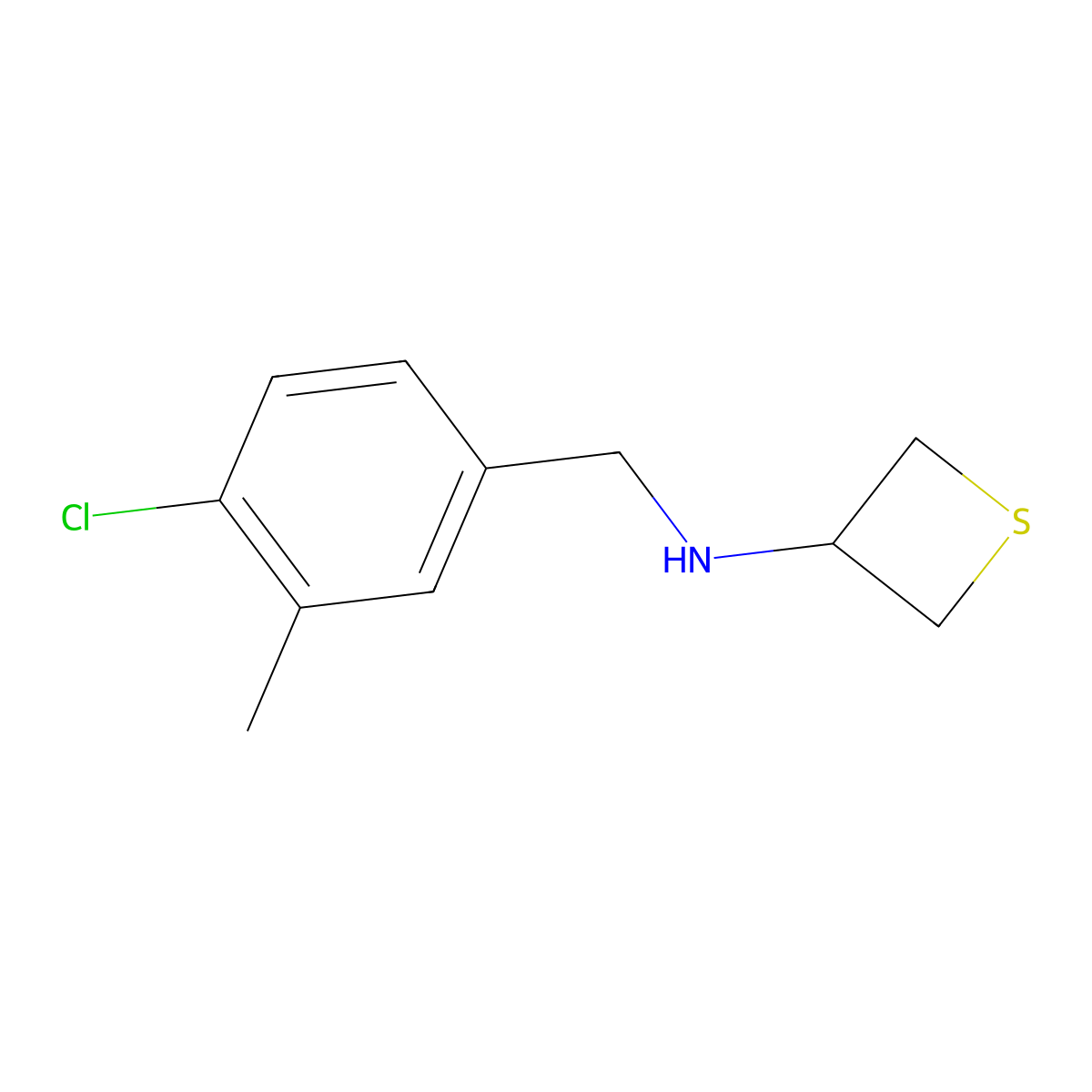 N-[(4-Chloro-3-methylphenyl)methyl]thietan-3-amine molecular structure, CAS 1857508-66-7