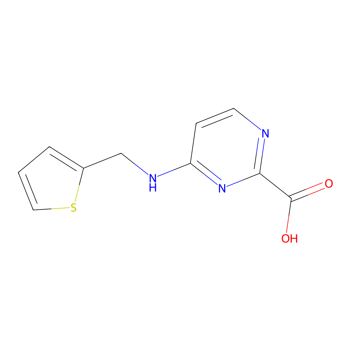 4-{[(Thiophen-2-yl)methyl]amino}pyrimidine-2-carboxylic acid molecular structure, CAS 1857569-33-5