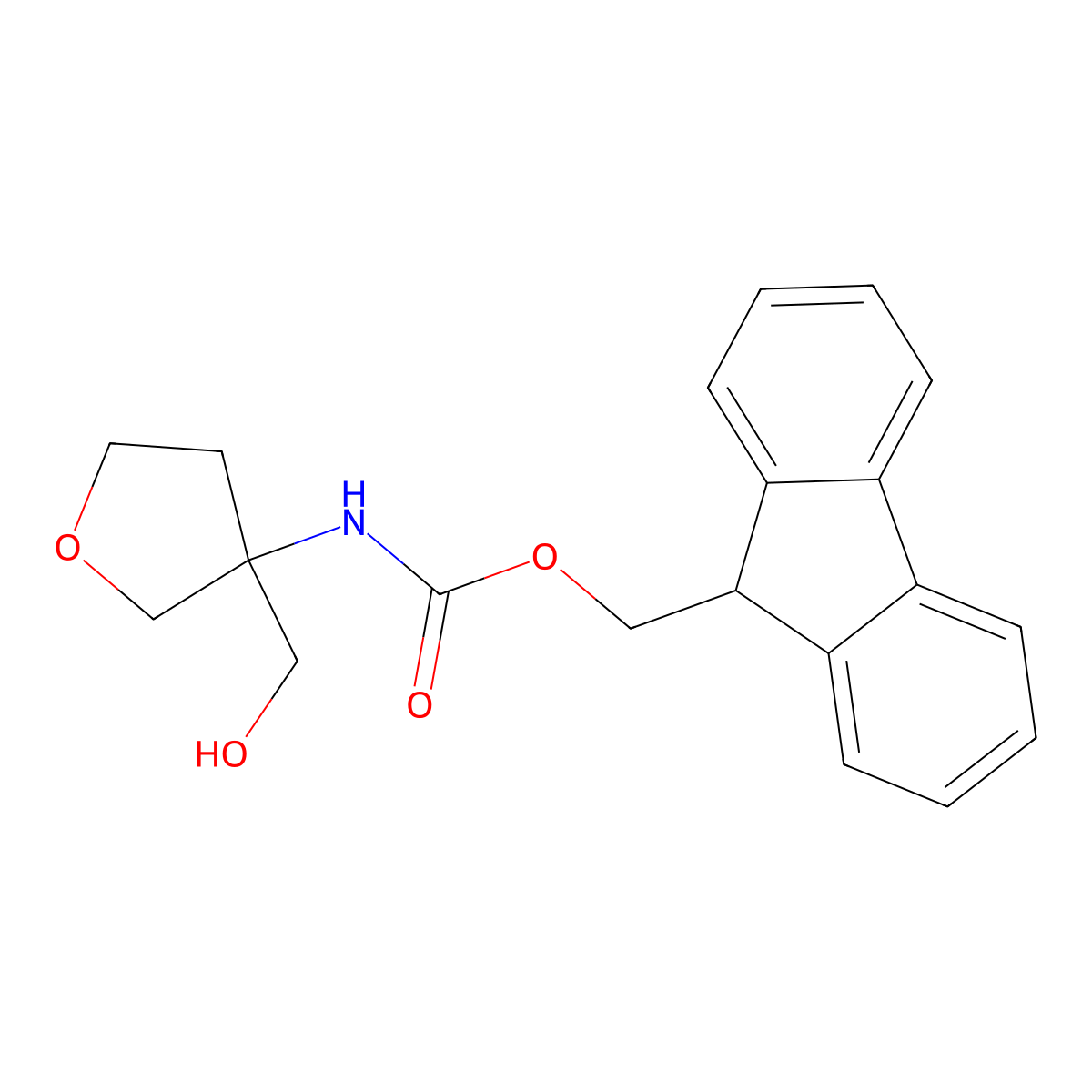 (9H-fluoren-9-yl)methyl N-[3-(hydroxymethyl)oxolan-3-yl]carbamate molecular structure, CAS 1857725-48-4