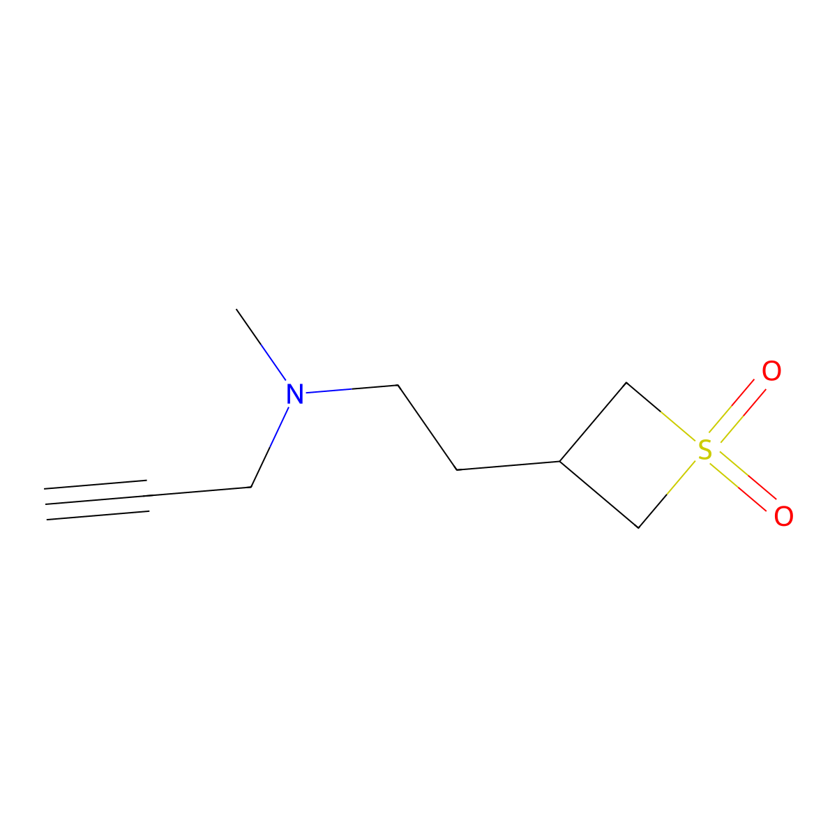3-(2-(Methyl(prop-2-yn-1-yl)amino)ethyl)thietane 1,1-dioxide molecular structure, CAS 1857771-72-2