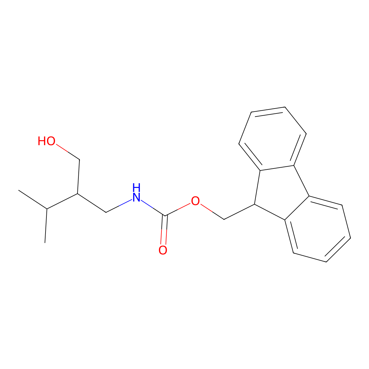 (9H-Fluoren-9-yl)methyl (2-(hydroxymethyl)-3-methylbutyl)carbamate molecular structure, CAS 1857777-51-5