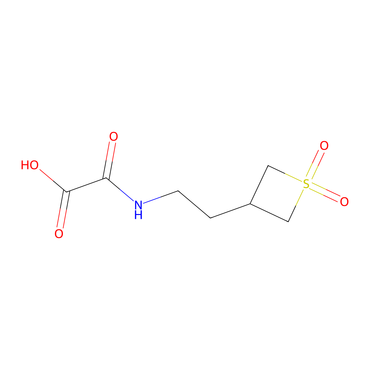 2-((2-(1,1-Dioxidothietan-3-yl)ethyl)amino)-2-oxoacetic acid molecular structure, CAS 1857981-86-2