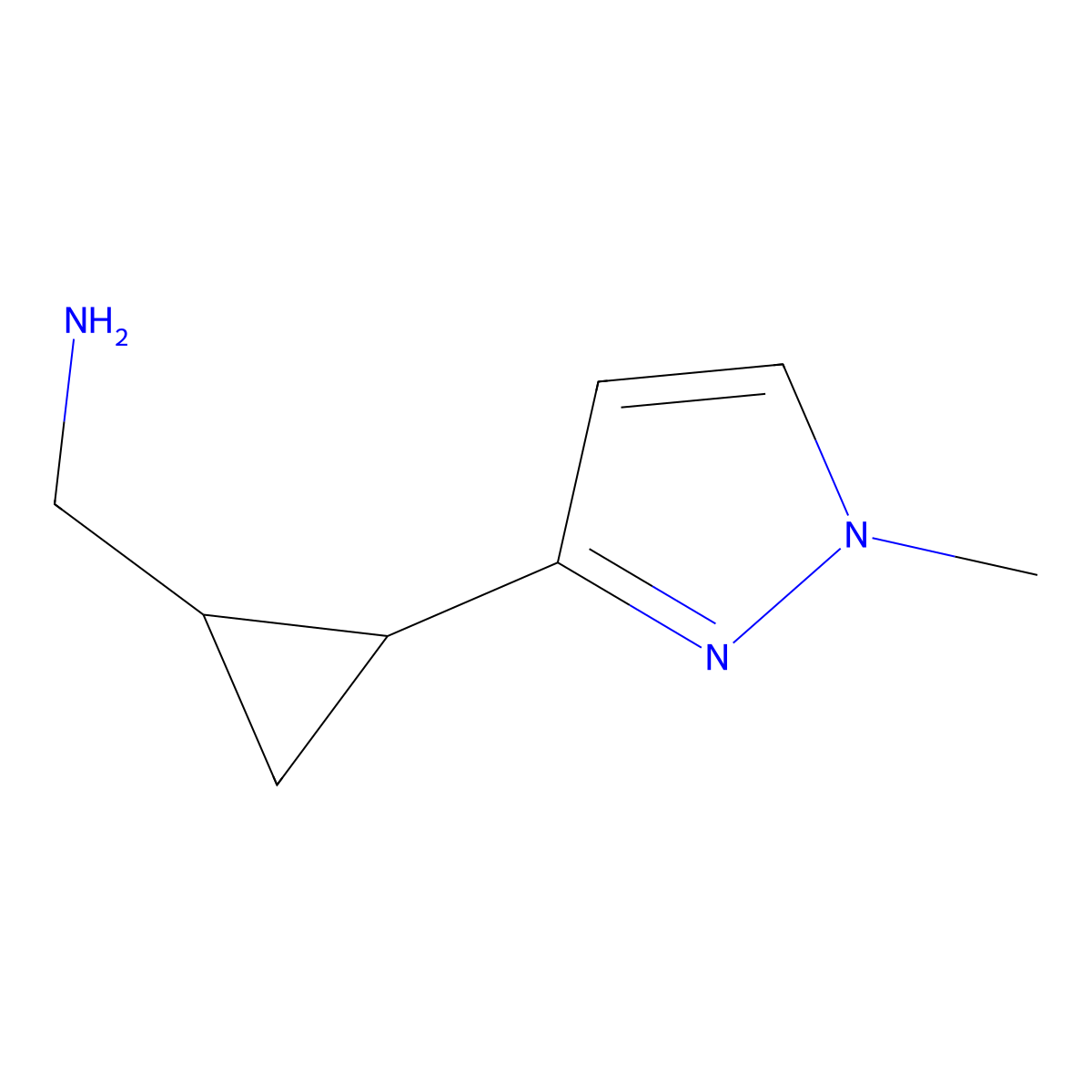 1-[2-(1-methyl-1H-pyrazol-3-yl)cyclopropyl]methanamine molecular structure, CAS 1857989-91-3
