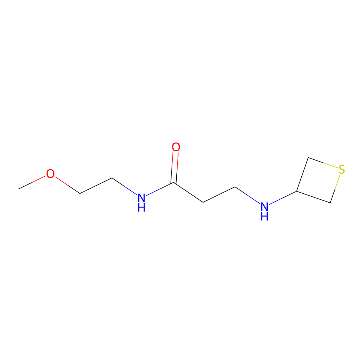 N-(2-Methoxyethyl)-3-(thietan-3-ylamino)propanamide molecular structure, CAS 1858001-69-0