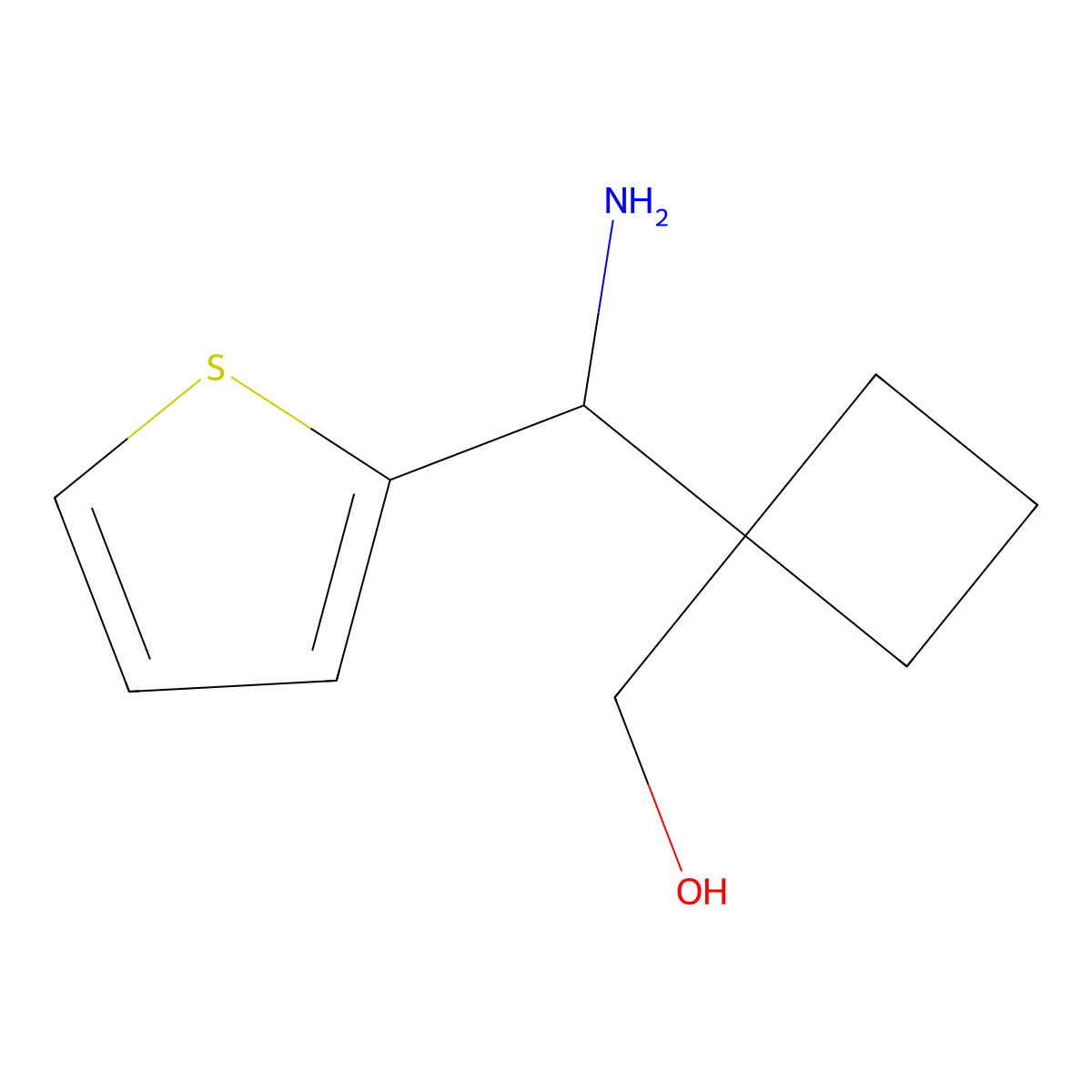 {1-[Amino(thiophen-2-yl)methyl]cyclobutyl}methanol molecular structure, CAS 1858005-56-7