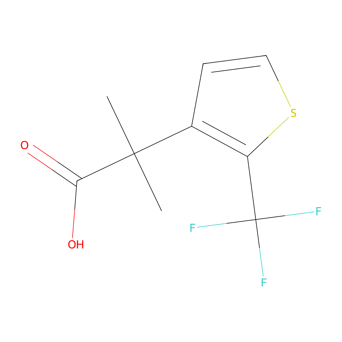 2-Methyl-2-[2-(trifluoromethyl)thiophen-3-yl]propanoic acid molecular structure, CAS 1858020-14-0