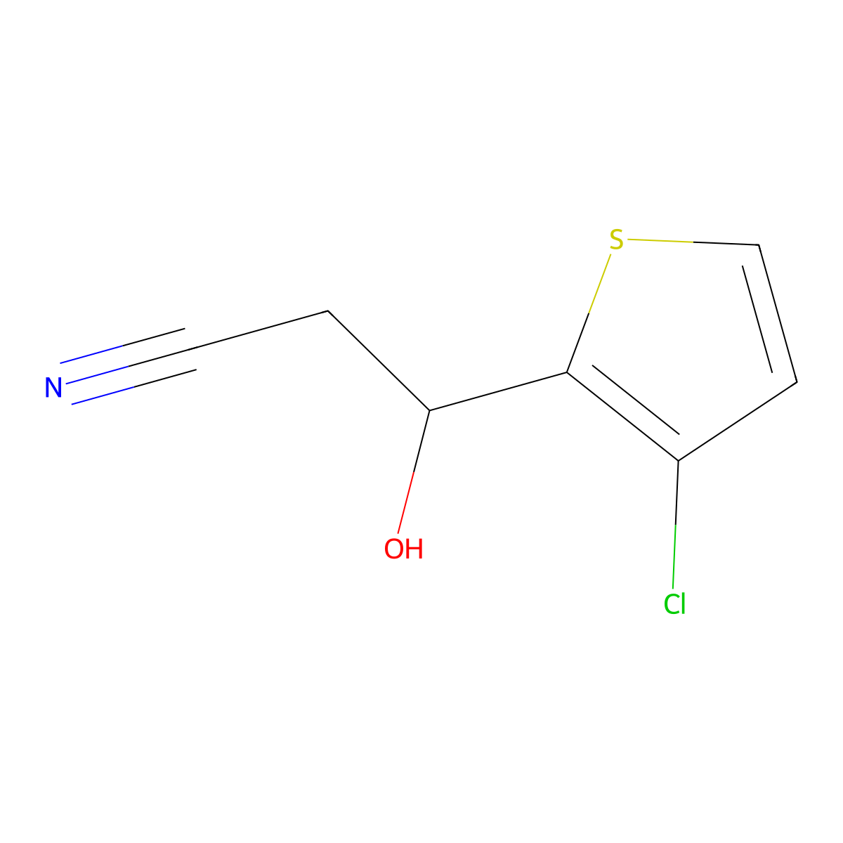 3-(3-Chlorothiophen-2-yl)-3-hydroxypropanenitrile molecular structure, CAS 1858023-88-7