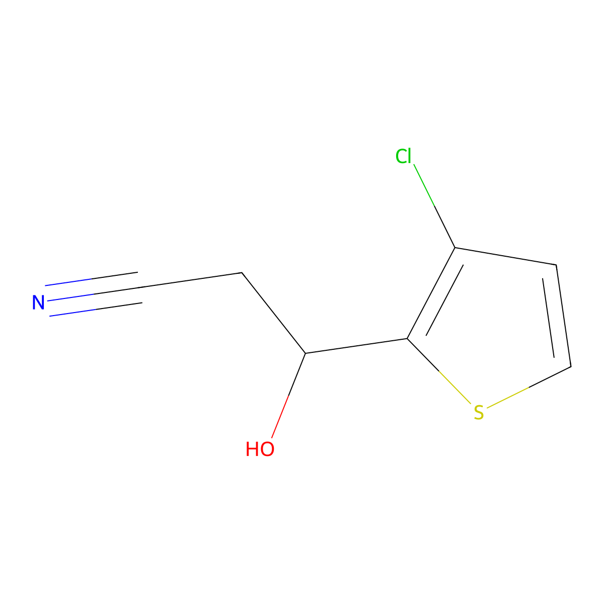 3-(3-Chlorothiophen-2-yl)-3-hydroxypropanenitrile molecular structure, CAS 1858023-88-7