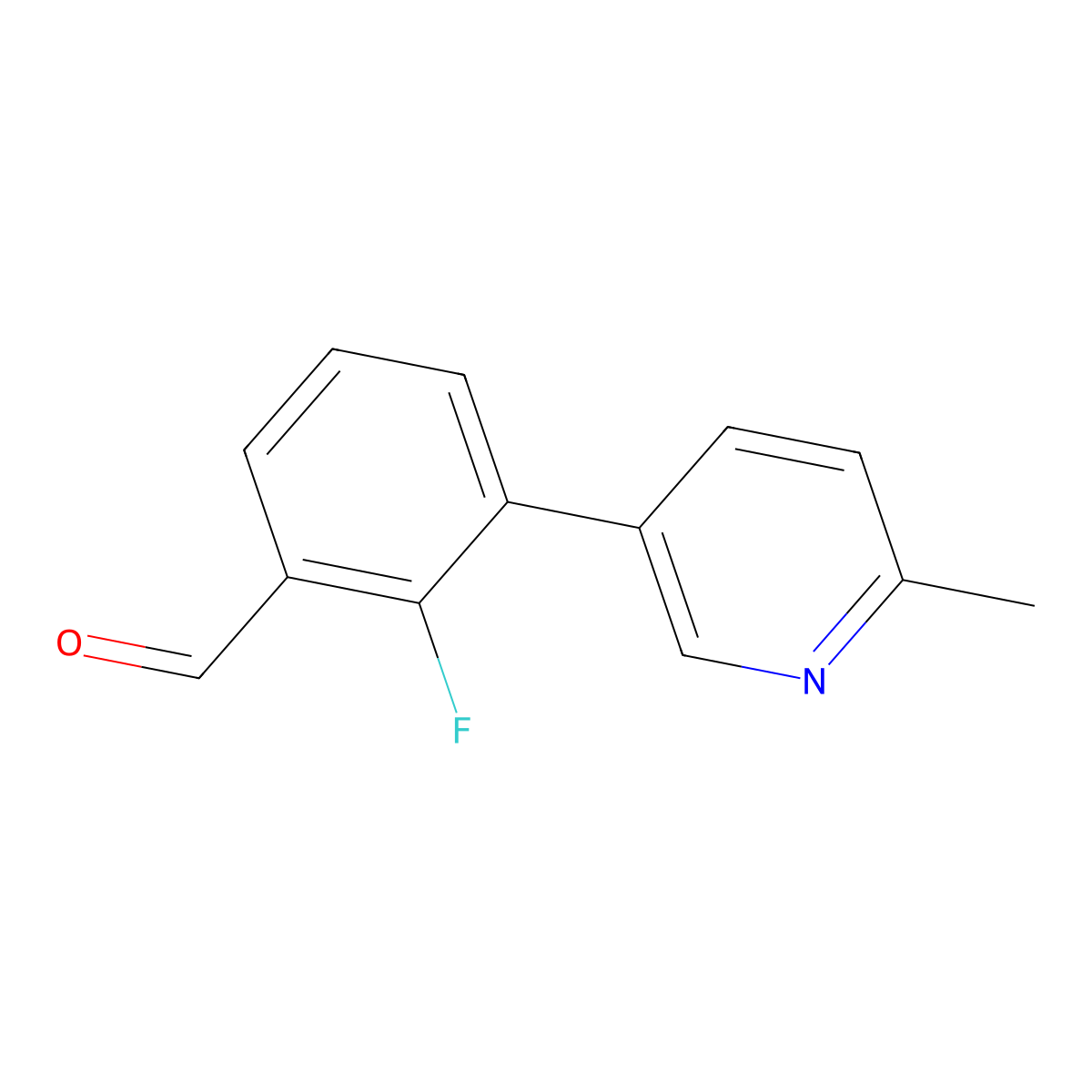 2-Fluoro-3-(6-methylpyridin-3-yl)benzaldehyde molecular structure, CAS 1858043-58-9