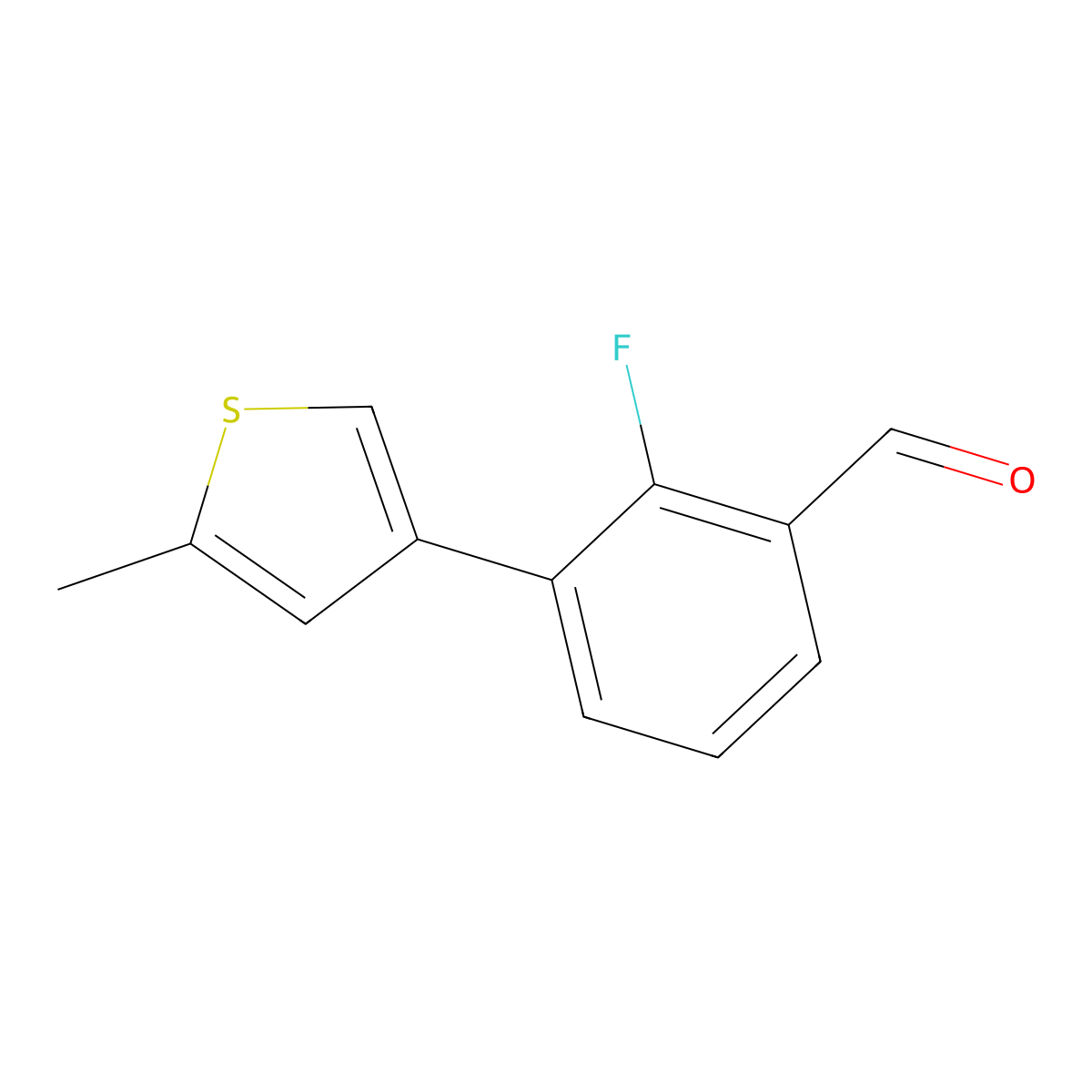 2-Fluoro-3-(5-methylthiophen-3-yl)benzaldehyde molecular structure, CAS 1858055-85-2