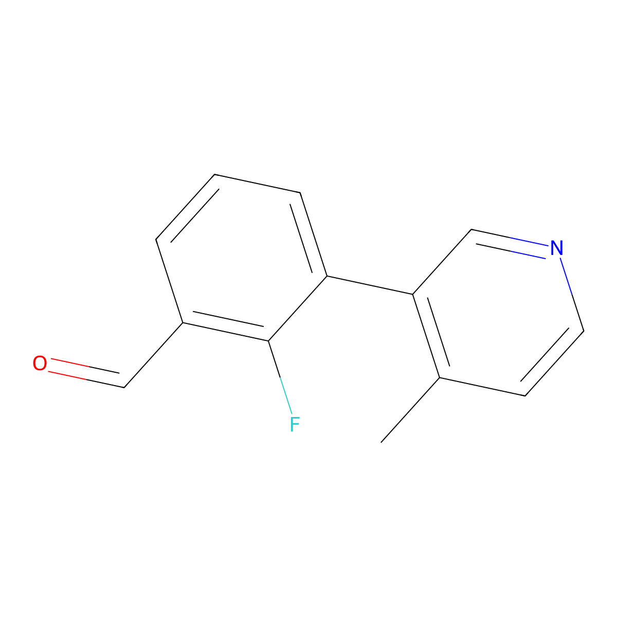 2-Fluoro-3-(4-methylpyridin-3-yl)benzaldehyde molecular structure, CAS 1858058-60-2
