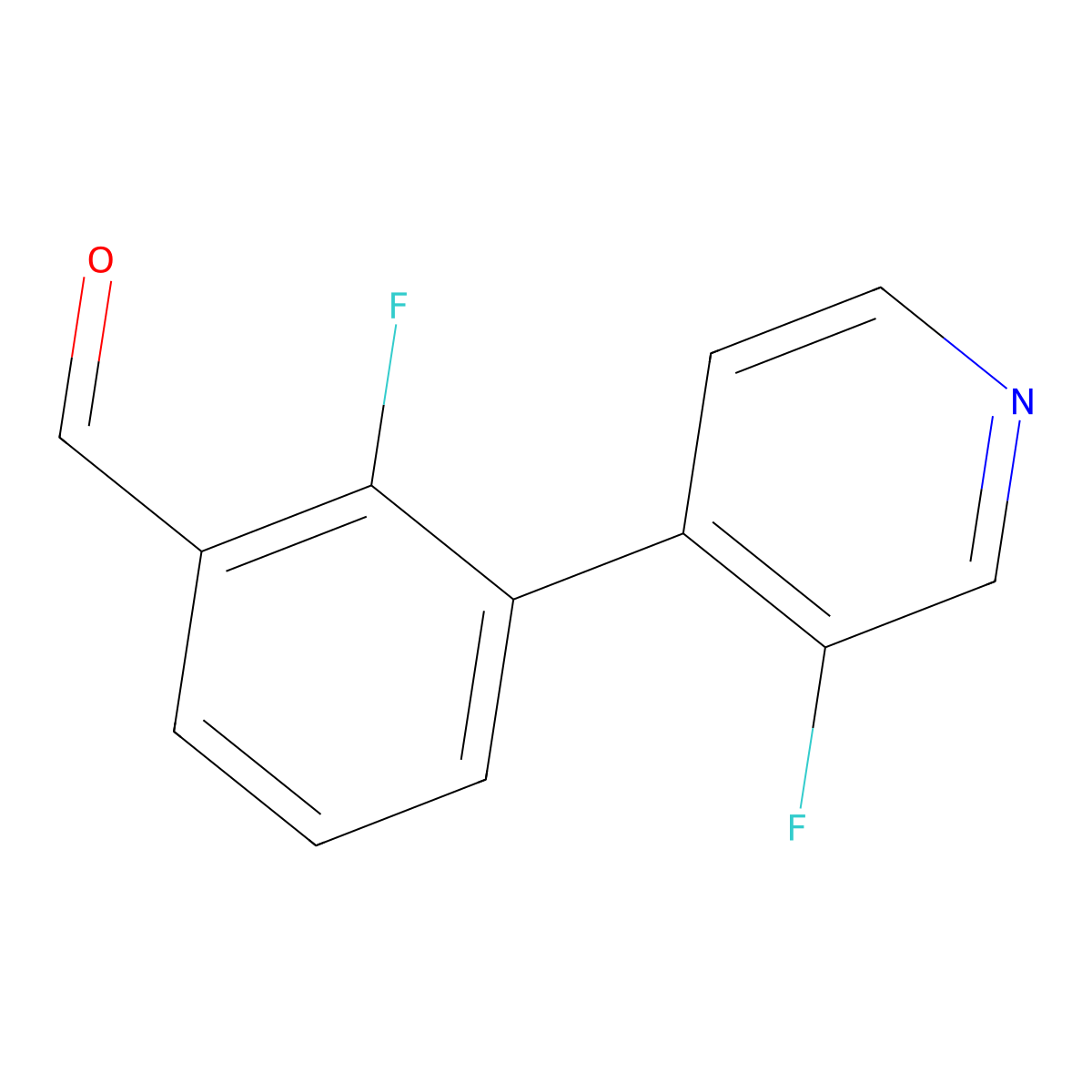 2-Fluoro-3-(3-fluoropyridin-4-yl)benzaldehyde molecular structure, CAS 1858064-34-2