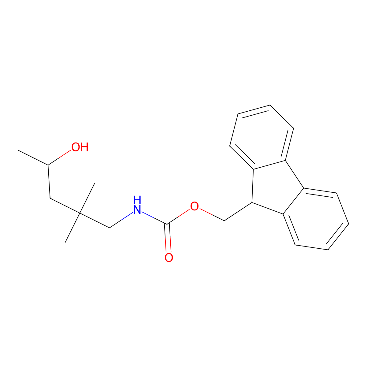 (9H-fluoren-9-yl)methyl N-(4-hydroxy-2,2-dimethylpentyl)carbamate molecular structure, CAS 1858078-32-6