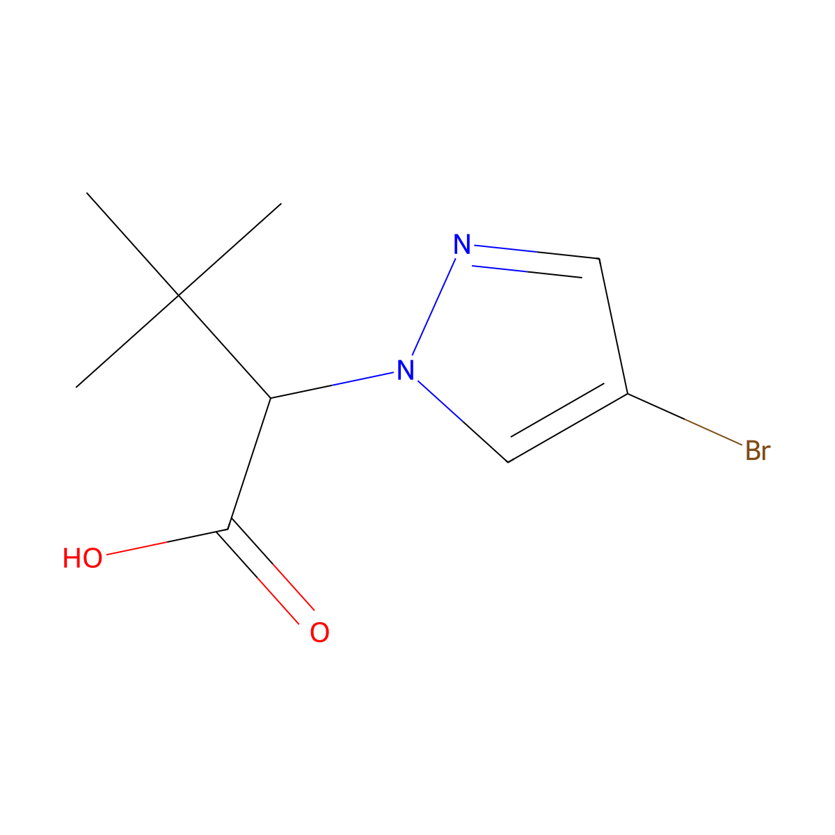 2-(4-bromo-1H-pyrazol-1-yl)-3,3-dimethylbutanoic acid molecular structure, CAS 1858106-82-7