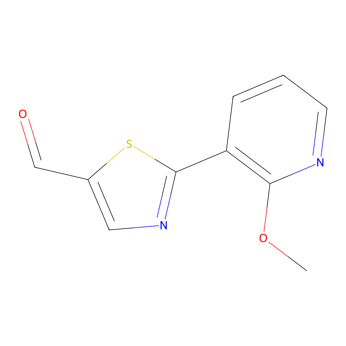 2-(2-Methoxypyridin-3-yl)thiazole-5-carbaldehyde molecular structure, CAS 1858140-36-9