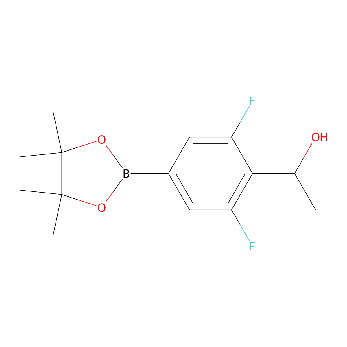 1-[2,6-Difluoro-4-(4,4,5,5-tetramethyl-1,3,2-dioxaborolan-2-yl)phenyl]ethanol molecular structure, CAS 1858215-82-3