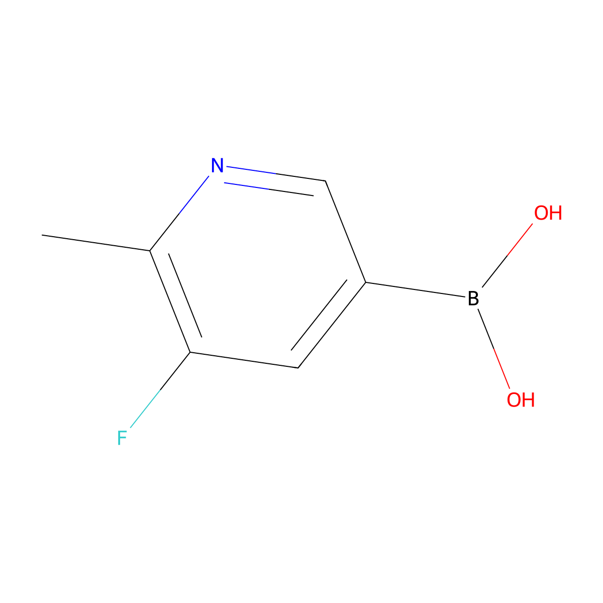 (5-Fluoro-6-methylpyridin-3-YL)boronic acid molecular structure, CAS 1858215-94-7