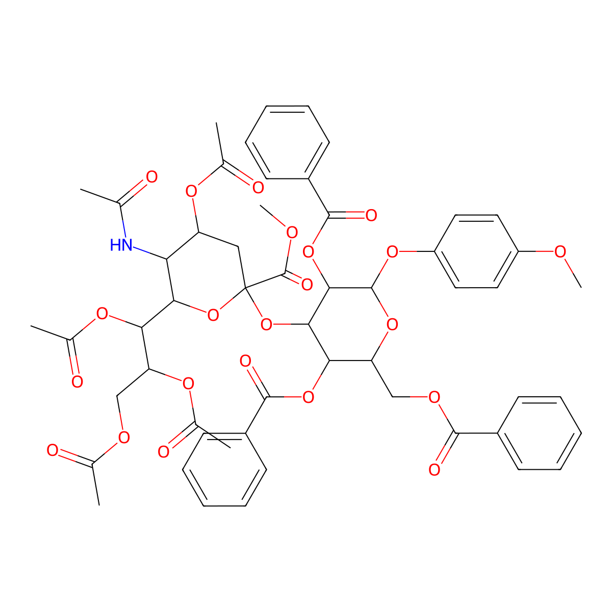 Neu5Ac[1Me,4789Ac]a(2-3)Gal[246Bz]-b-MP molecular structure, CAS 1858223-85-4