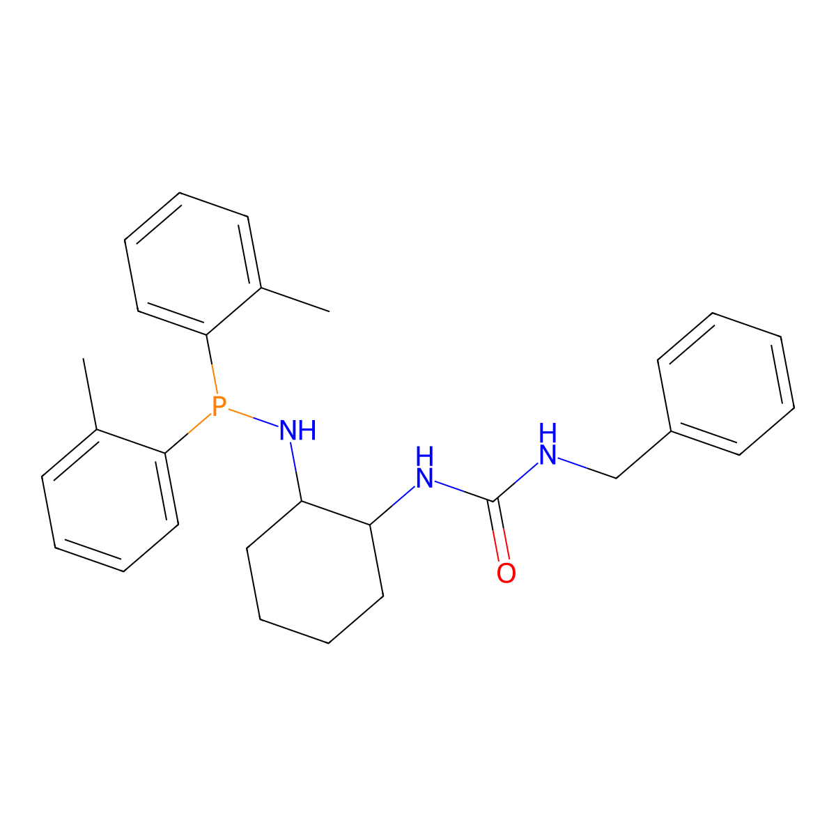 1-Benzyl-3-[(1S,2S)-2-(di-o-tolylphosphinoamino)cyclohexyl]urea molecular structure, CAS 1858223-87-6
