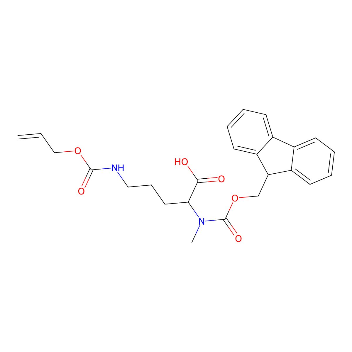 N2-Fmoc-N2-methyl-N5-allyloxycarbonyl-ornithine molecular structure, CAS 1858224-14-2