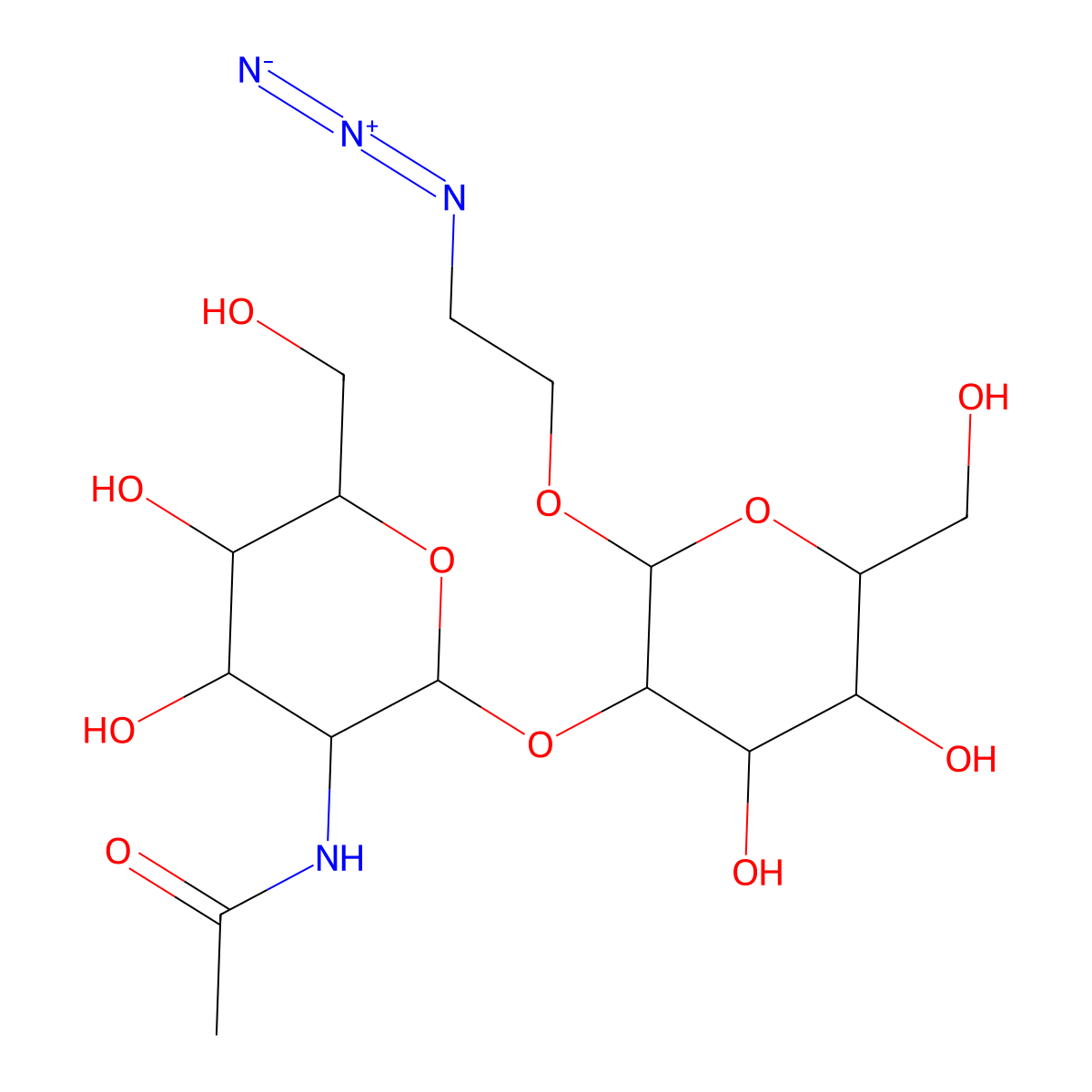 GlcNAc beta(1-2)Man-alpha-ethylazide molecular structure, CAS 1858224-15-3