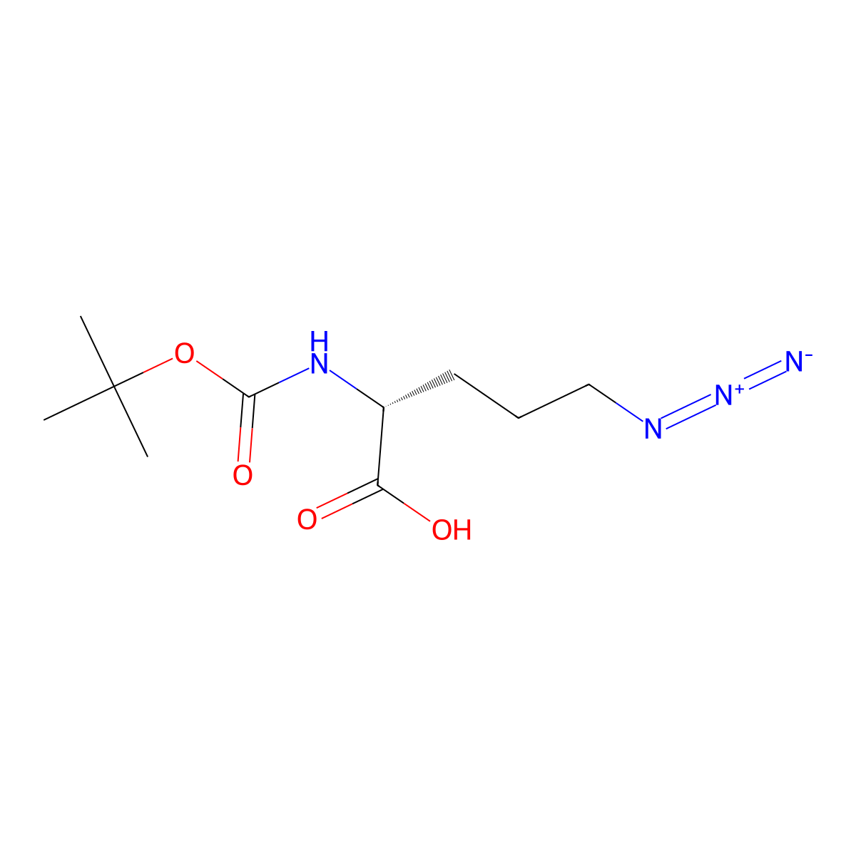 (2R)-5-Azido-2-[(2-methylpropan-2-yl)oxycarbonylamino]pentanoic acid molecular structure, CAS 1858224-18-6