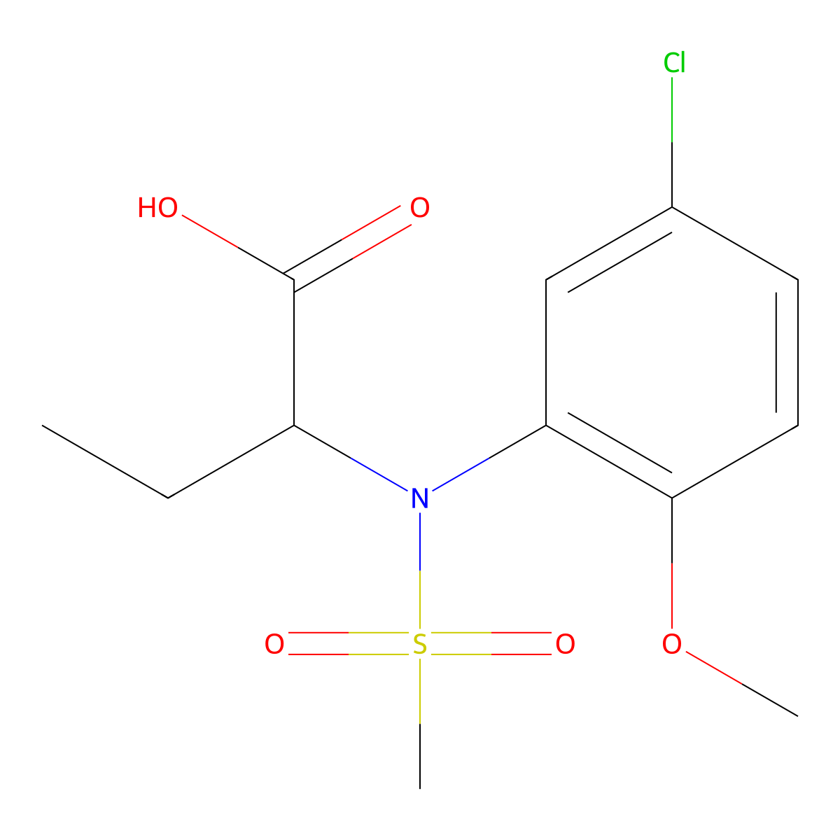 2-[(5-Chloro-2-methoxyphenyl)(methylsulfonyl)amino]butanoic acid molecular structure, CAS 1858240-02-4