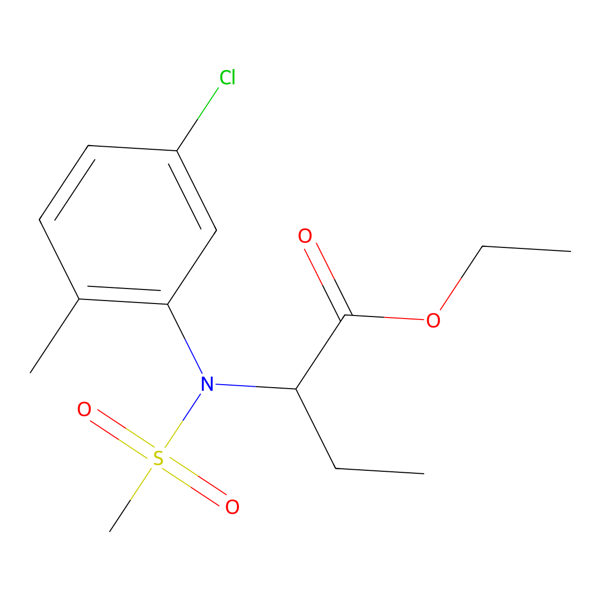 Ethyl 2-[(5-chloro-2-methylphenyl)(methylsulfonyl)amino]butanoate molecular structure, CAS 1858240-04-6