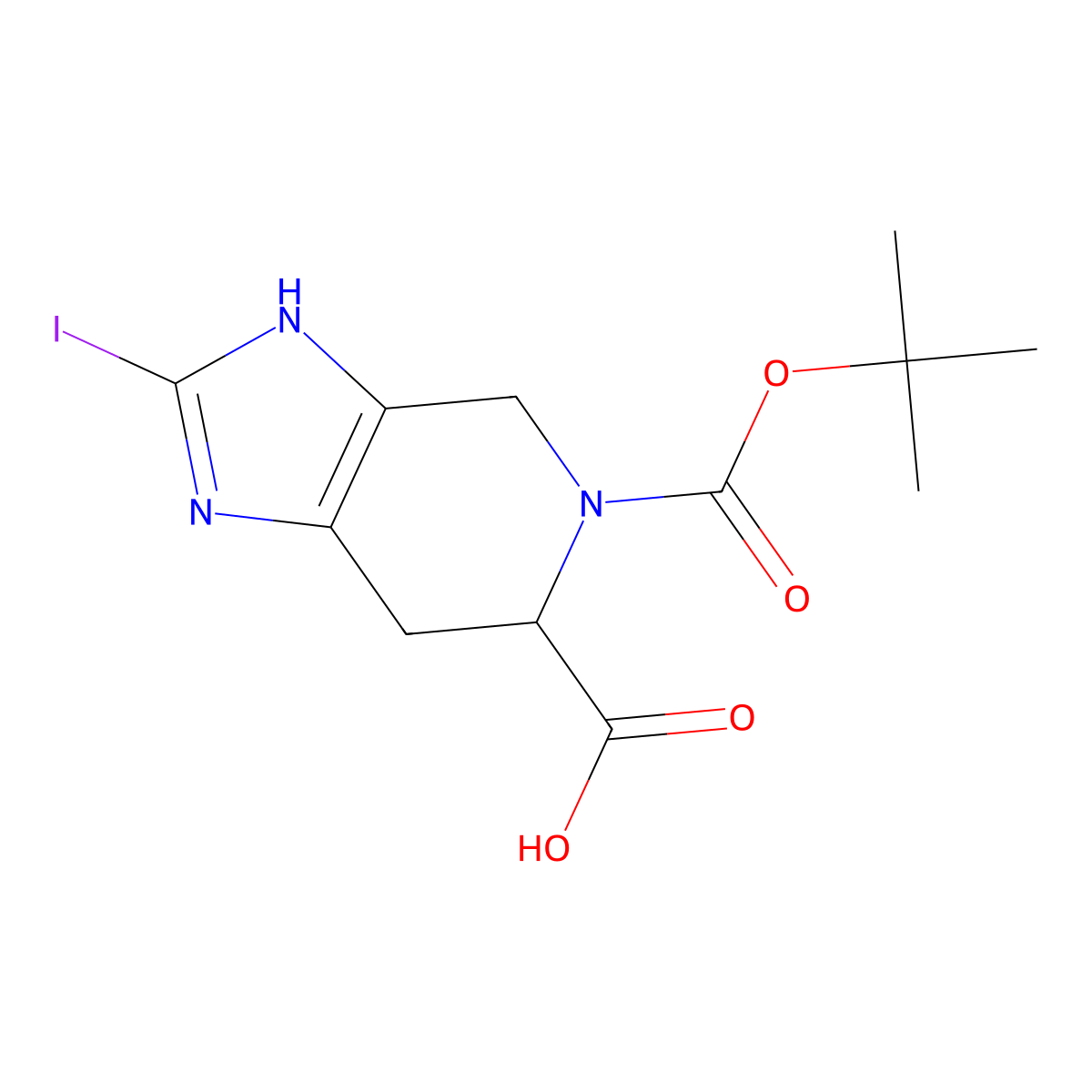 5-(tert-Butoxycarbonyl)-2-iodo-4,5,6,7-tetrahydro-1H-imidazo[4,5-c]pyridine-6-carboxylic acid molecular structure, CAS 1858240-07-9
