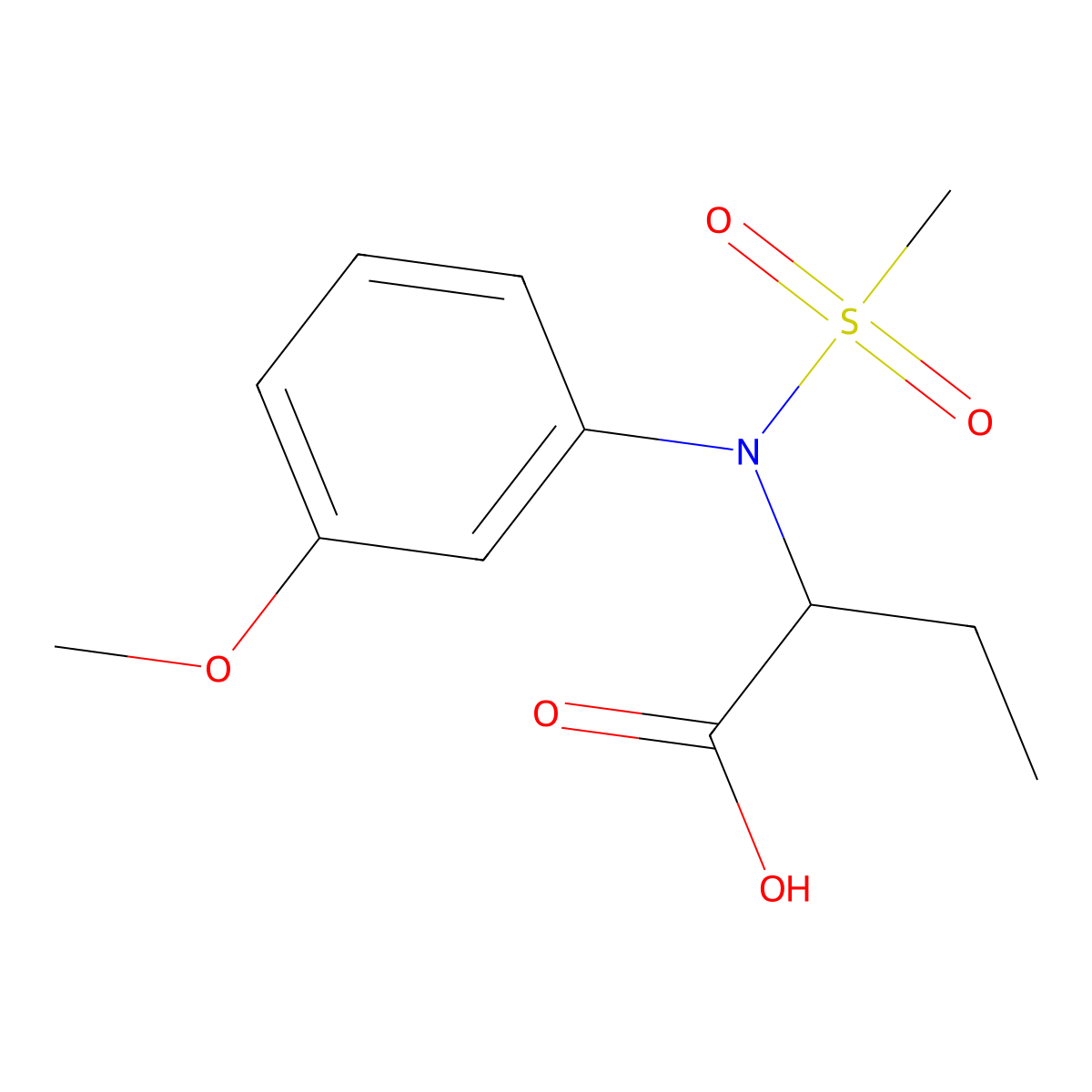 2-[(3-Methoxyphenyl)(methylsulfonyl)amino]butanoic acid molecular structure, CAS 1858240-08-0