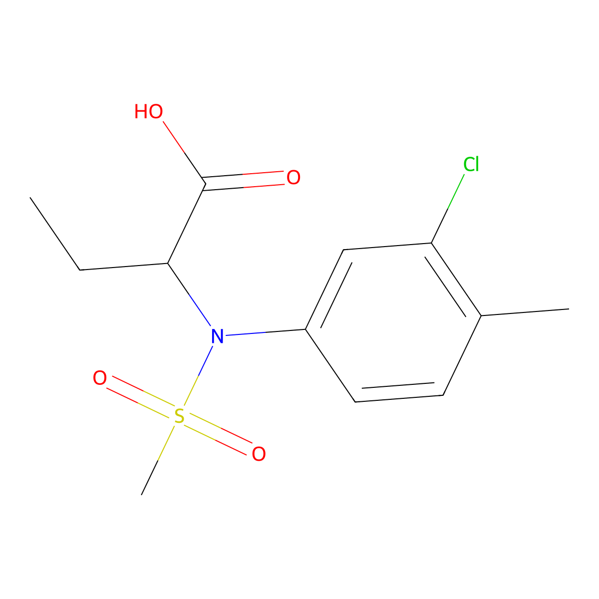 2-[(3-Chloro-4-methylphenyl)(methylsulfonyl)amino]butanoic acid molecular structure, CAS 1858240-10-4