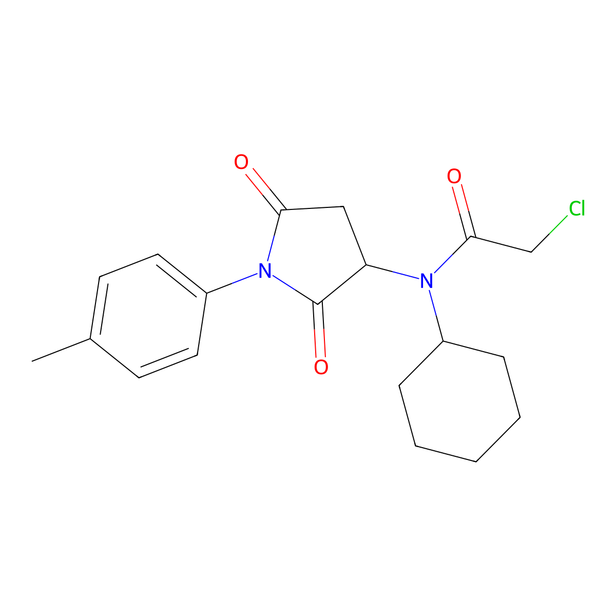 2-Chloro-N-cyclohexyl-N-[1-(4-methylphenyl)-2,5-dioxopyrrolidin-3-yl]acetamide molecular structure, CAS 1858240-11-5