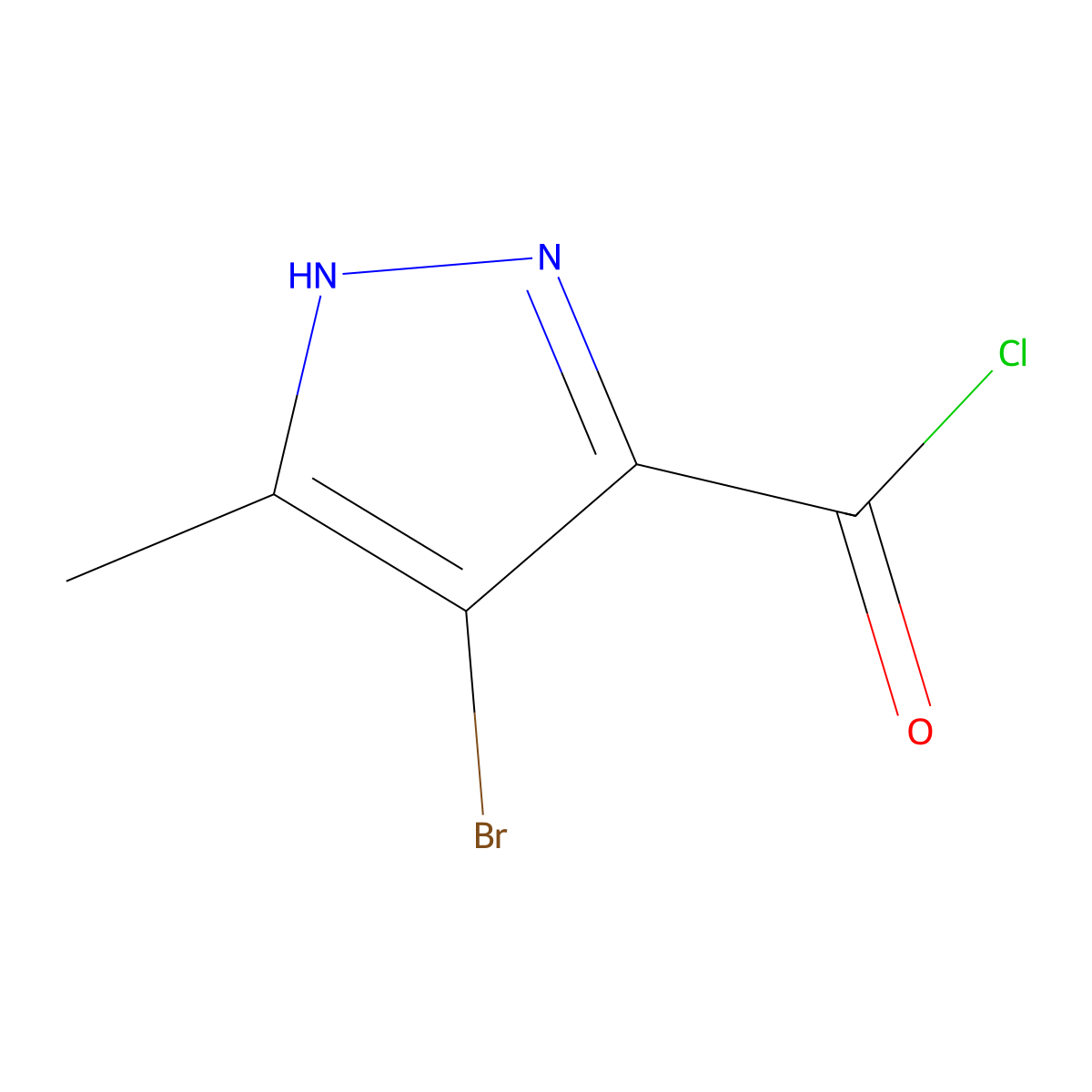 4-Bromo-5-methyl-1H-pyrazole-3-carbonyl chloride molecular structure, CAS 1858240-13-7
