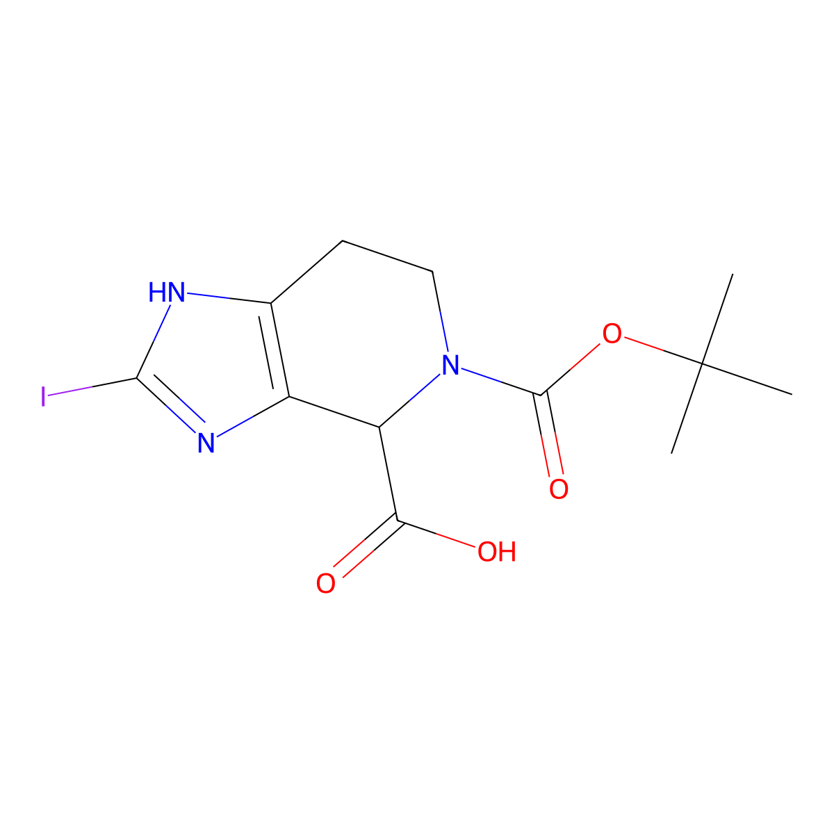 5-(tert-Butoxycarbonyl)-2-iodo-4,5,6,7-tetrahydro-1H-imidazo[4,5-c]pyridine-4-carboxylic acid molecular structure, CAS 1858240-16-0